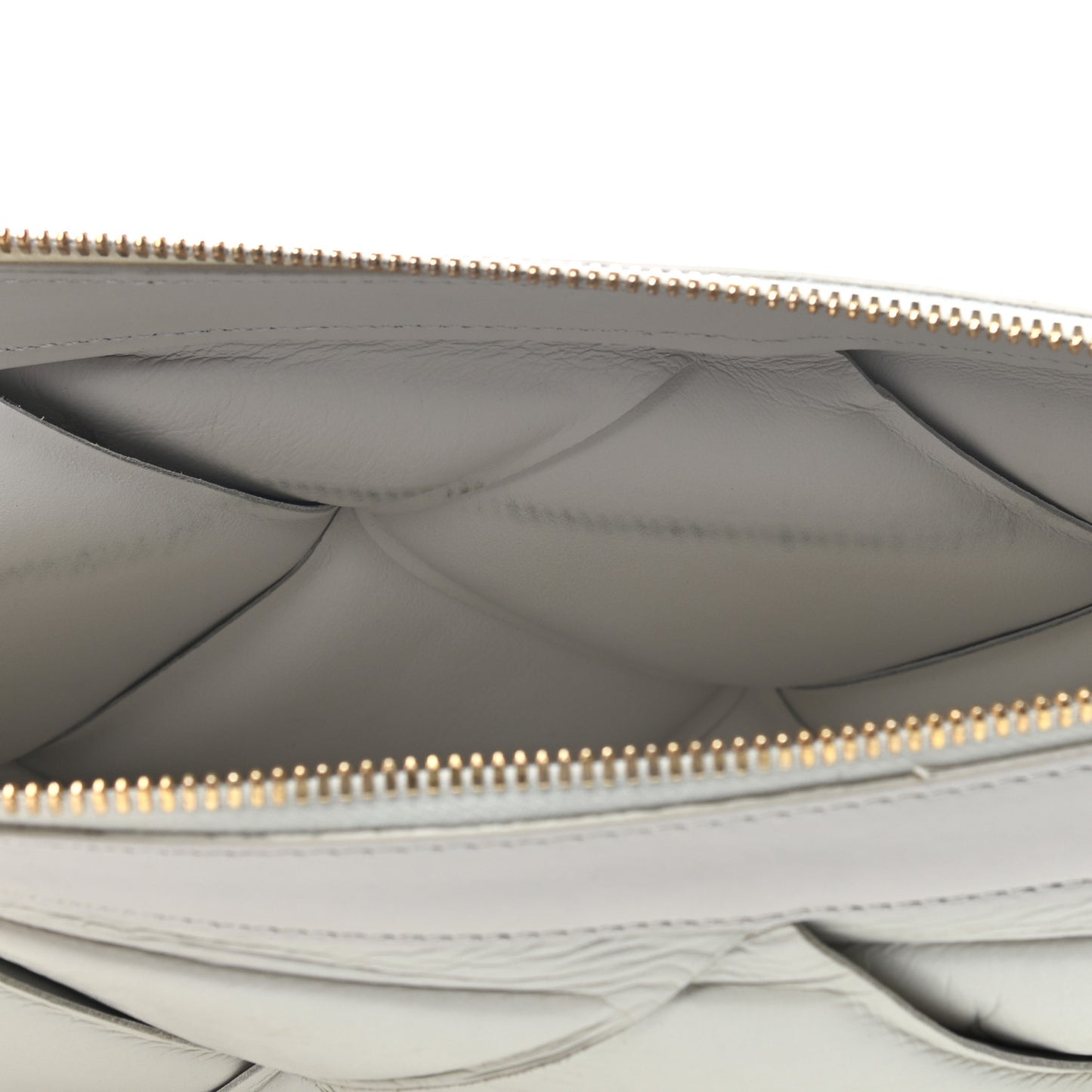 Paper Calfskin Maxi Intrecciato Padded Pouch Clutch Plaster