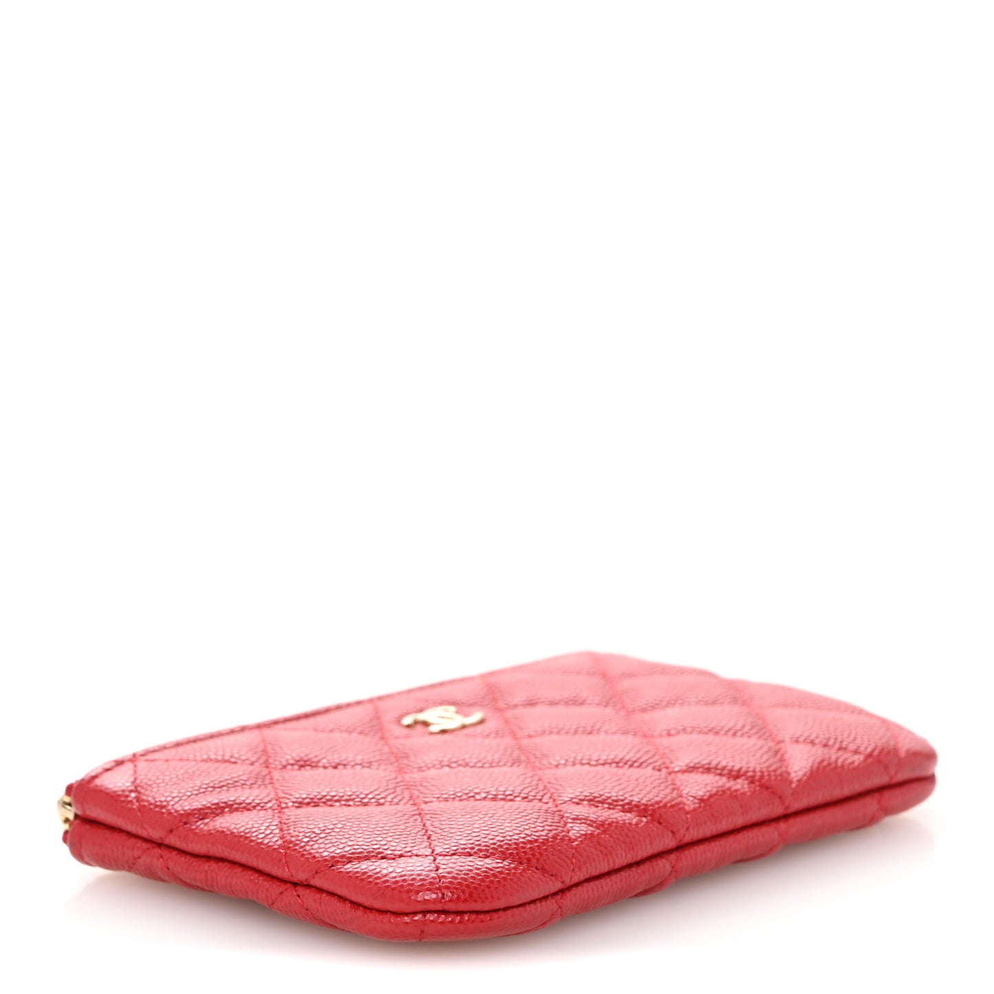 Caviar Quilted Small Cosmetic Case Red