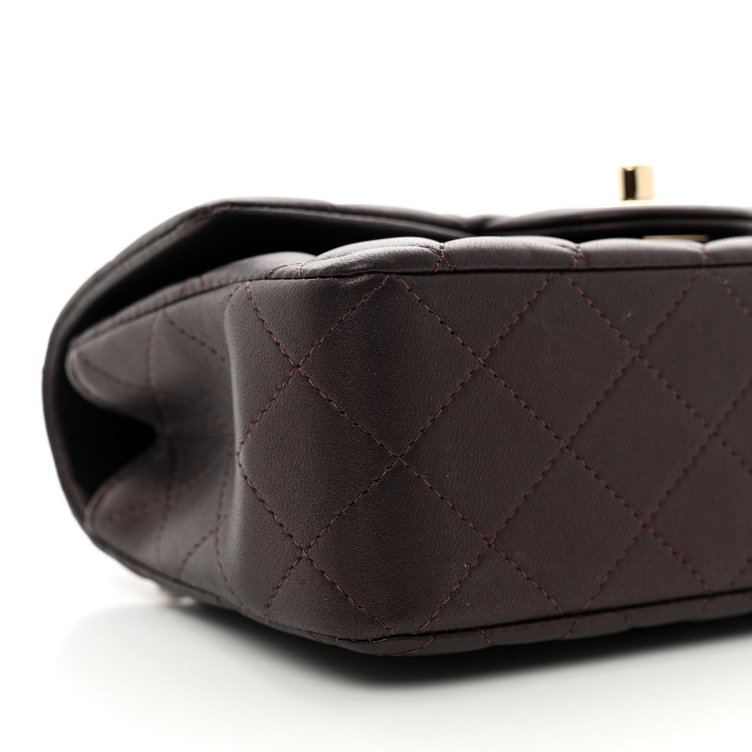 Chanel Iridescent Lambskin Quilted Mini Top Handle Rectangular Flap Burgundy 9 of 10