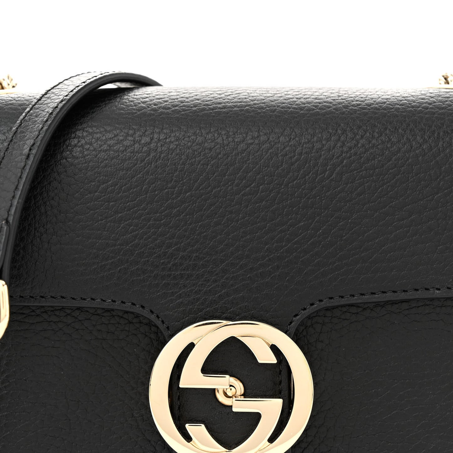 Dollar Calfskin Small Interlocking G Shoulder Bag Black