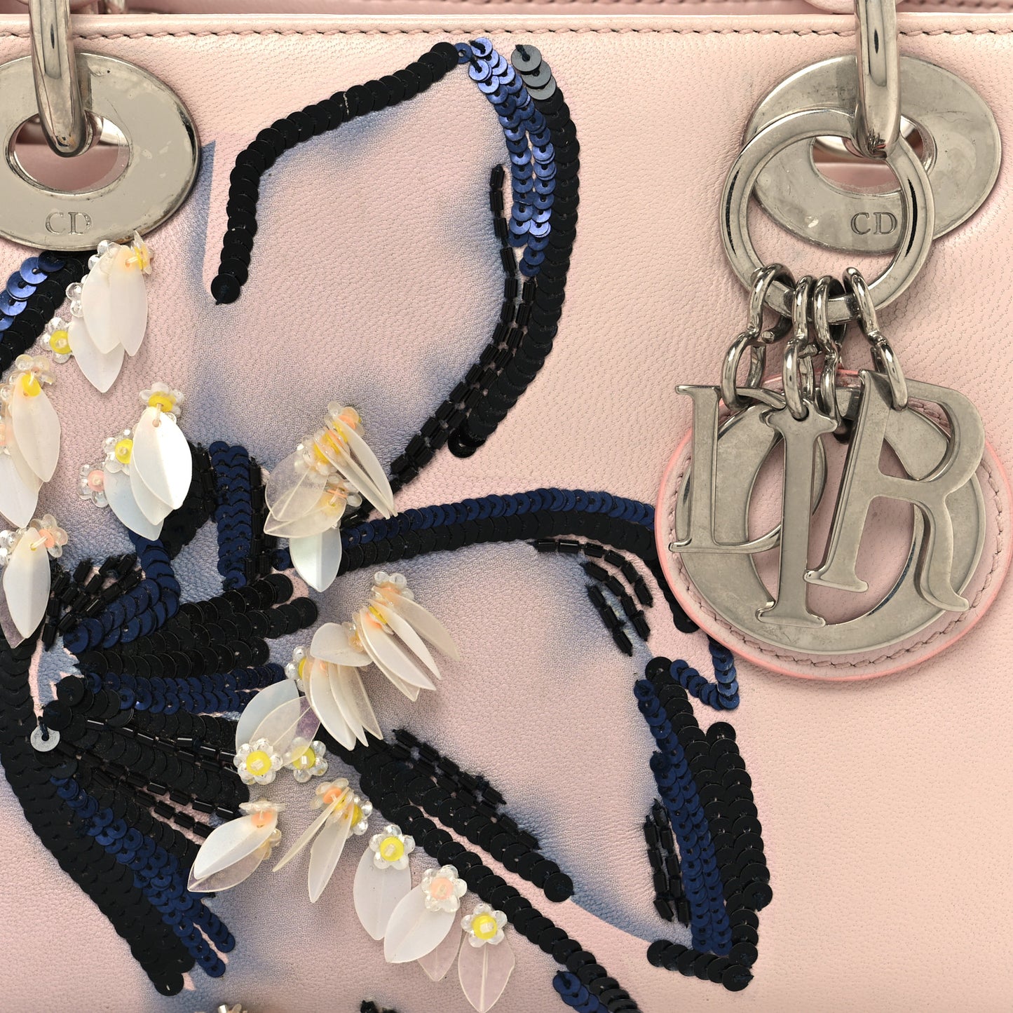 Lambskin Sequin Embroidered Mini Lady Dior Pink