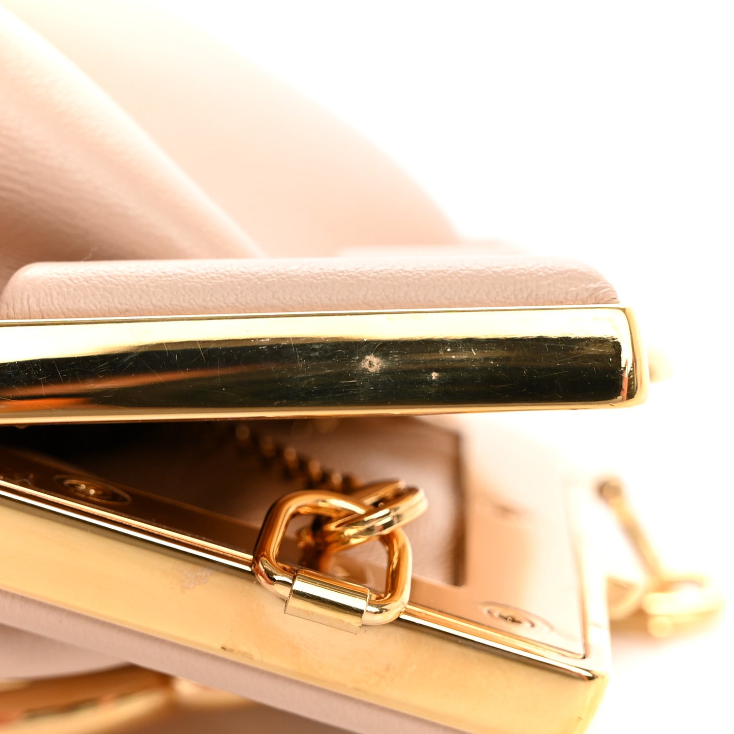 Shiny Nappa Nano Fendi First Bag Charm Poudre