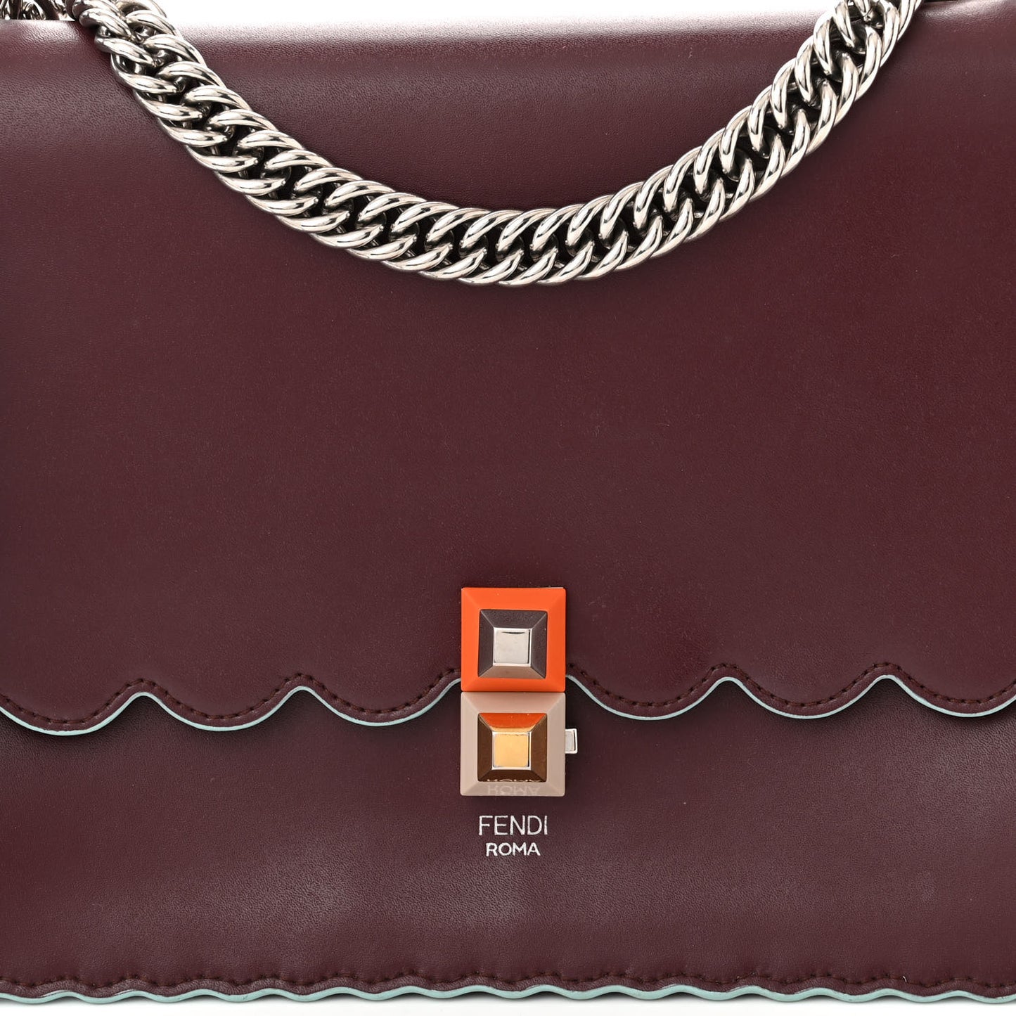 Vitello Liberty Scalloped Studded Kan I Shoulder Bag Bordeaux