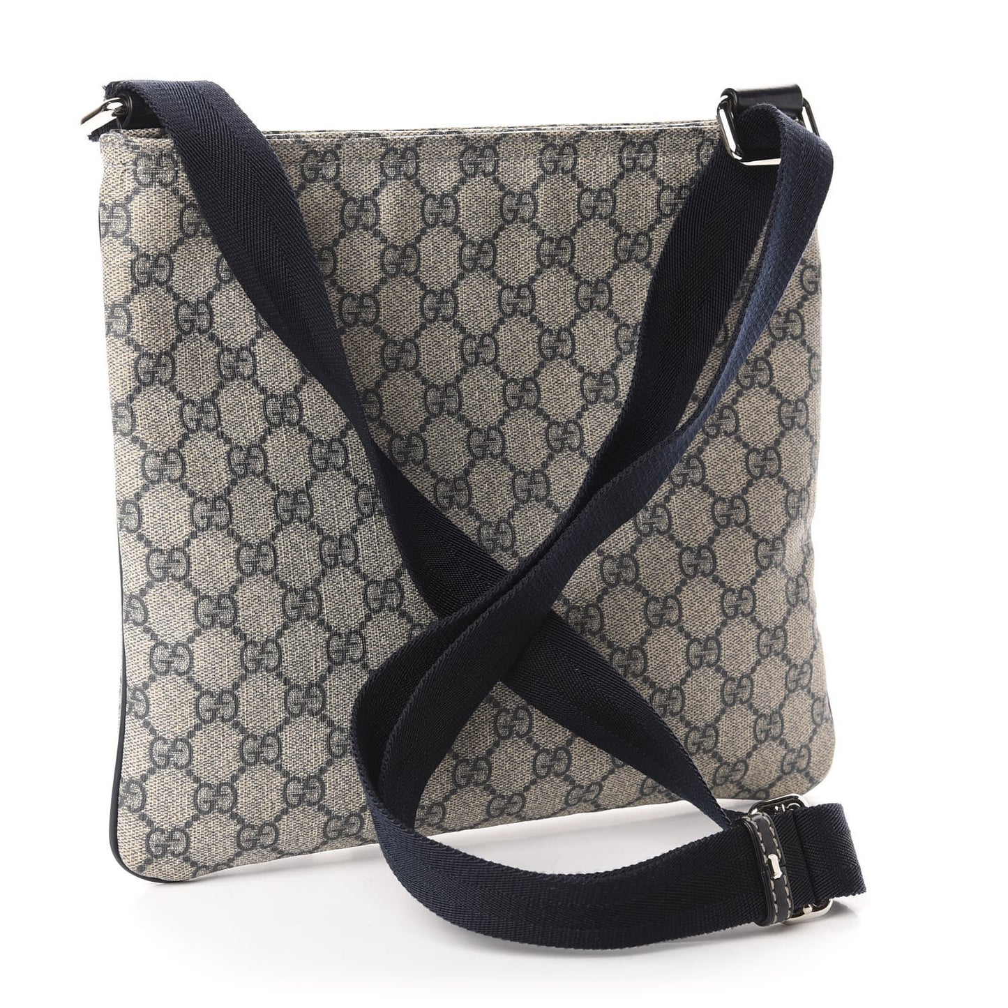 GG Supreme Monogram Small Flat Side Zip Messenger Bag Beige Blue
