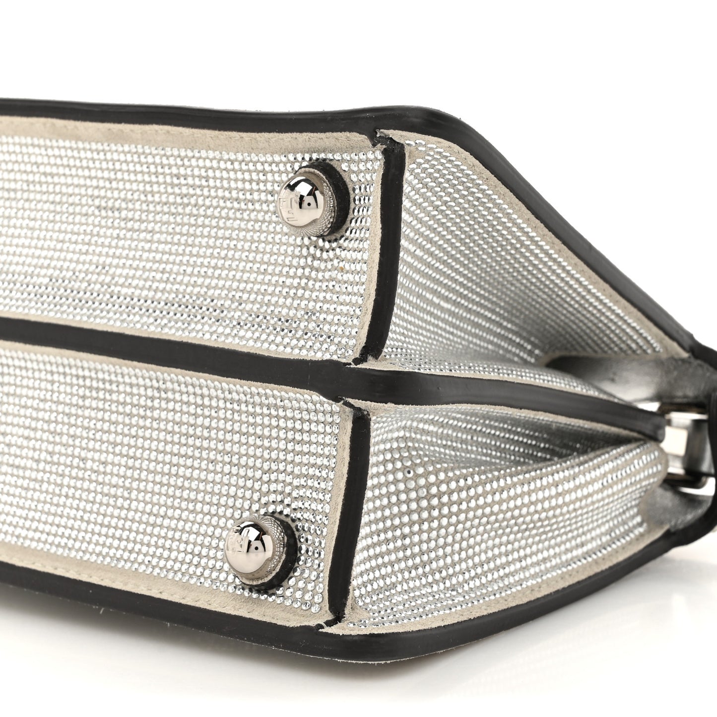 Crystal Vitello Laminato FF Petite Peekaboo I SEE U Satchel Crystal Argento