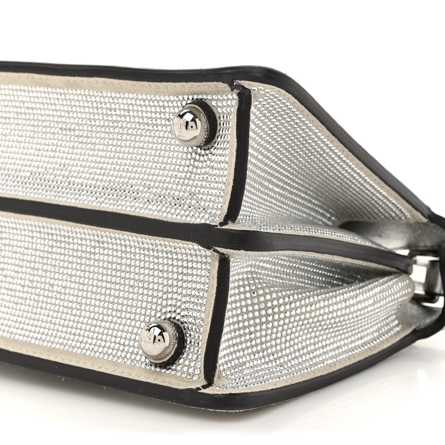 Fendi Crystal Vitello Laminato FF Petite Peekaboo I SEE U Satchel Crystal Argento 9 of 11