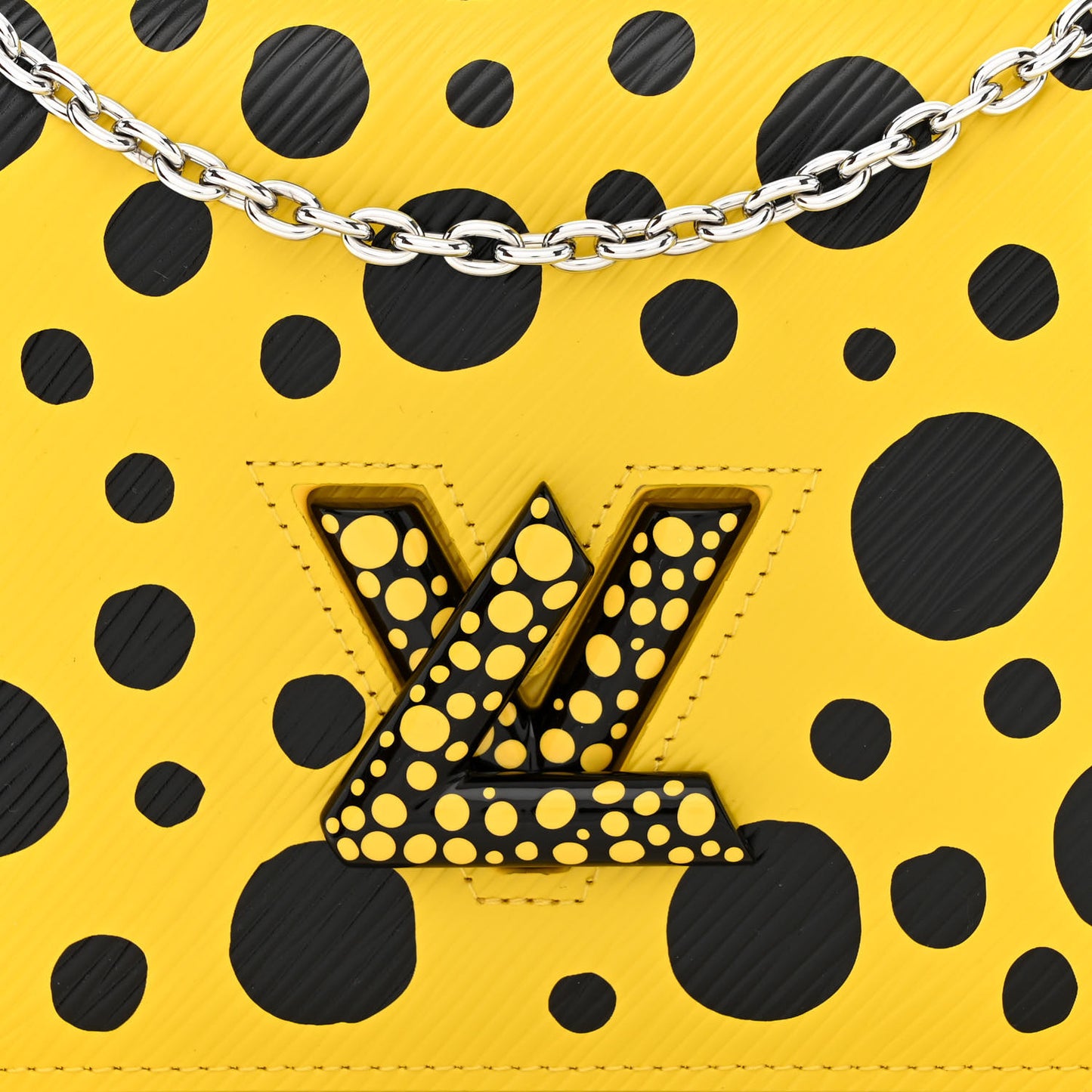LV x YK Epi Infinity Dots Twist Belt Chain Wallet Yellow Black