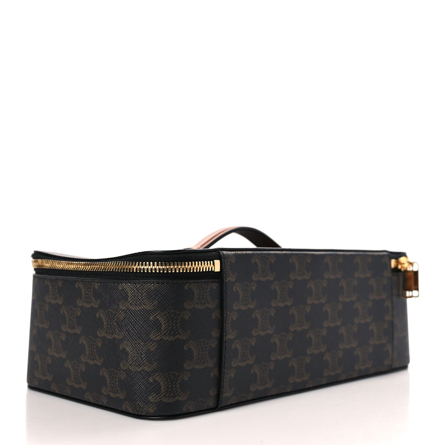 Triomphe Canvas Calfskin Large Top Handle Toiletry Case Tan