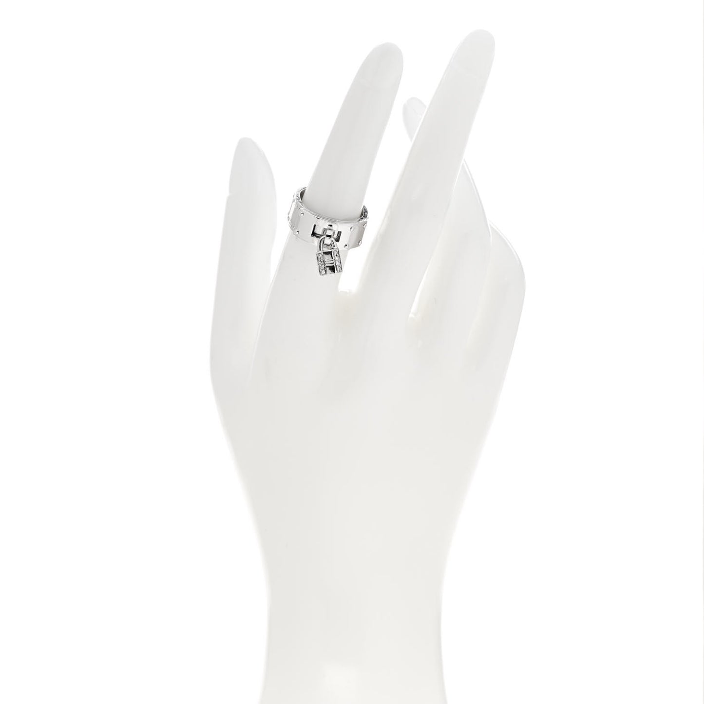 18K White Gold Diamond Kelly Lock Ring 50 5.5