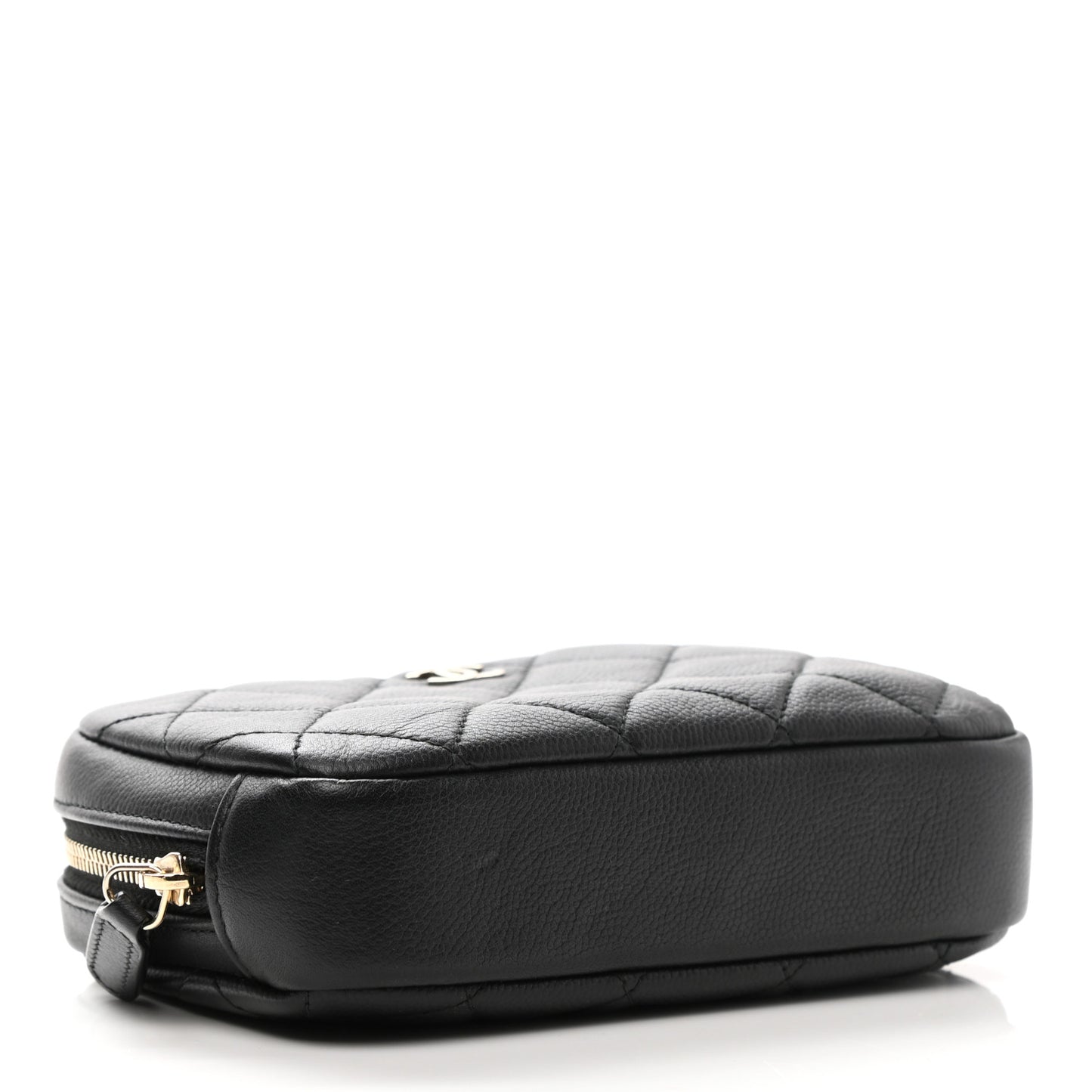 Caviar Quilted Small Curvy Pouch Cosmetic Case Black