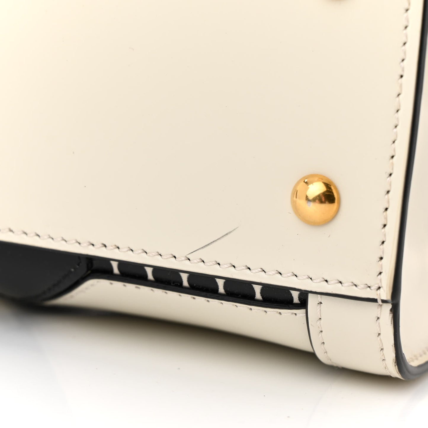 Calfskin Geometric Inlay Small Diana Tote Bag White Black