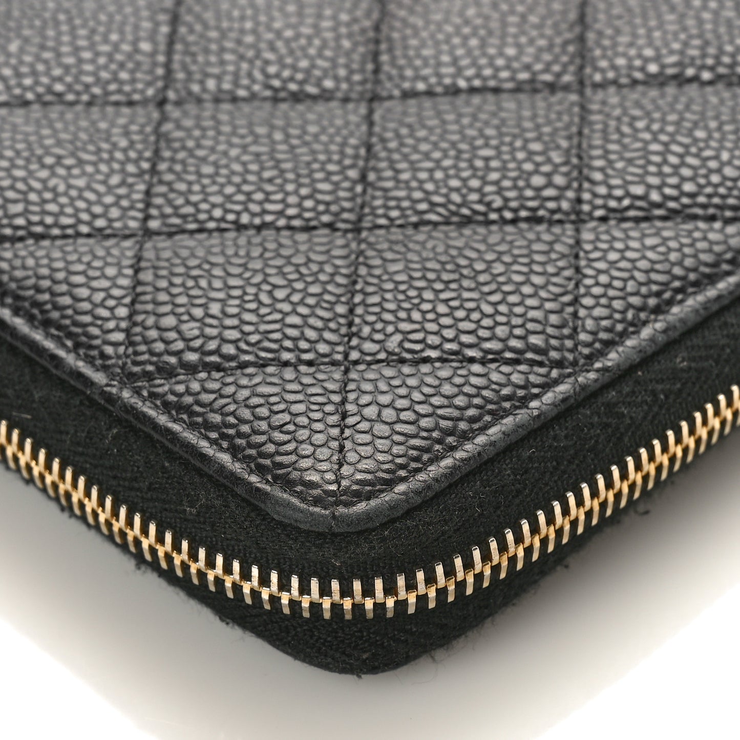 Caviar Quilted Large Zip Around Organizer Wallet Black