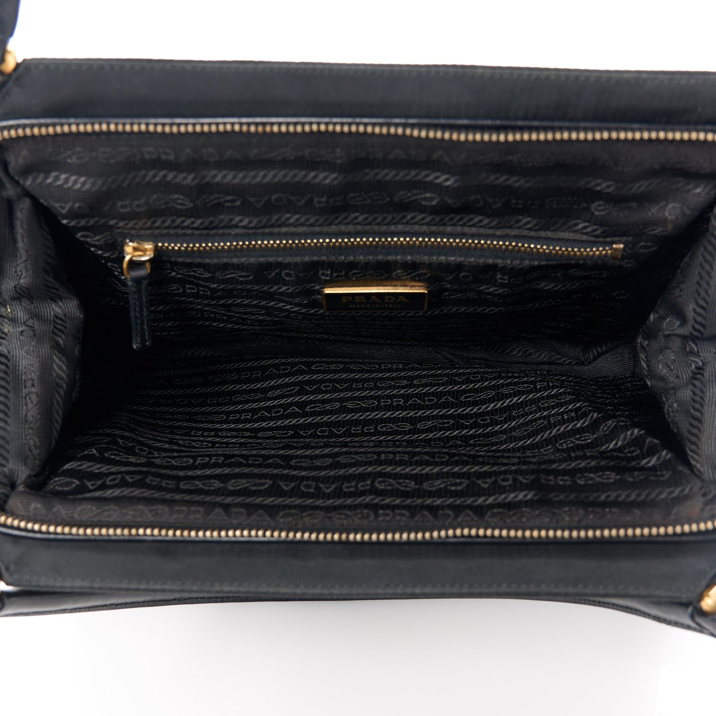 Tessuto Nylon Soft Calfskin Shoulder Bag Black