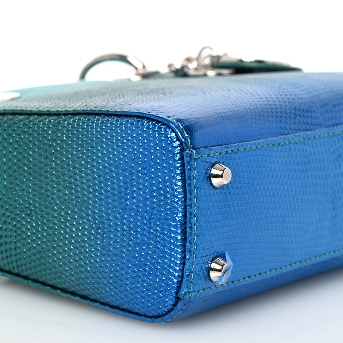 Lizard Gradient Mini Lady Dior Blue