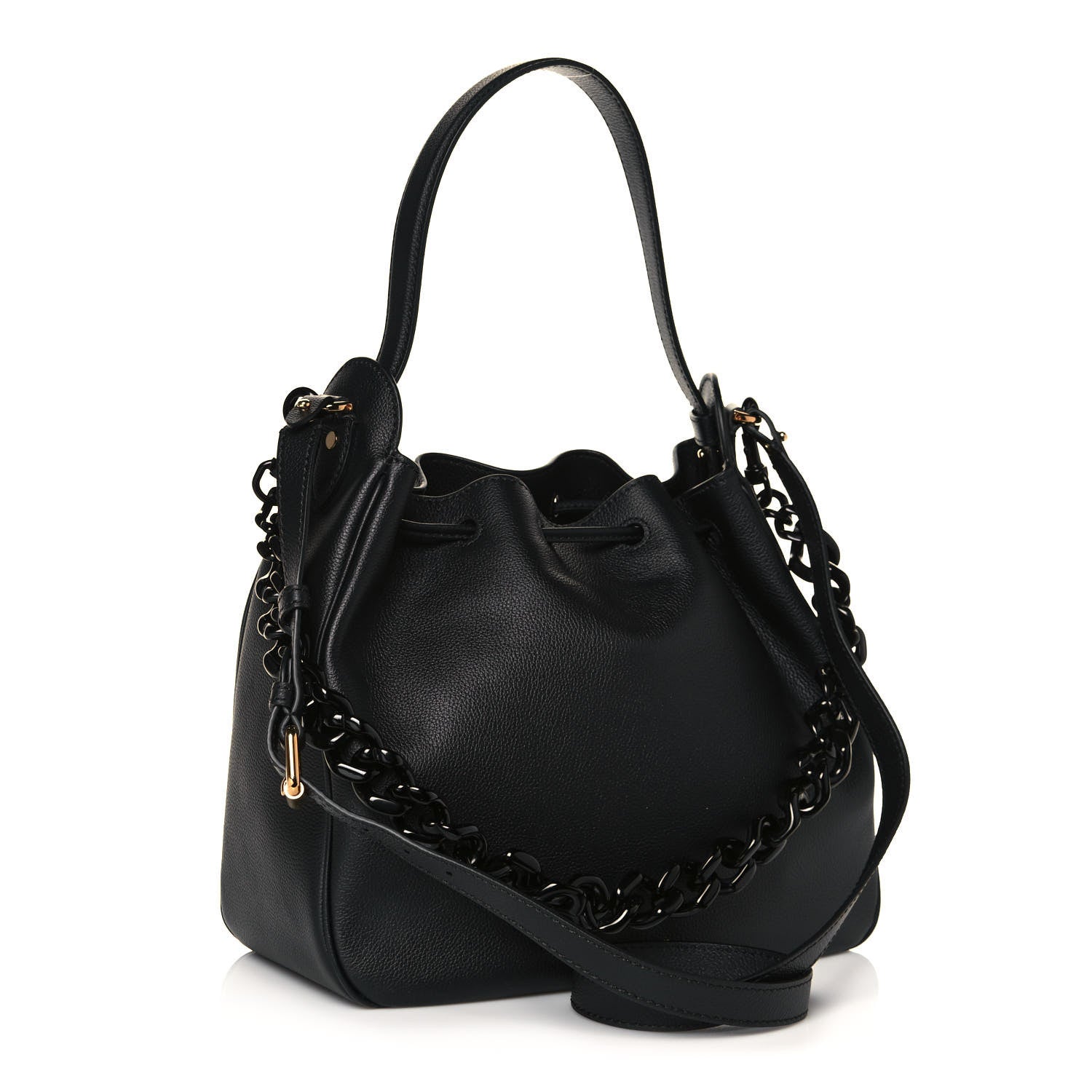 Versace Grained Calfskin La Medusa Bucket Bag Black 3 of 13