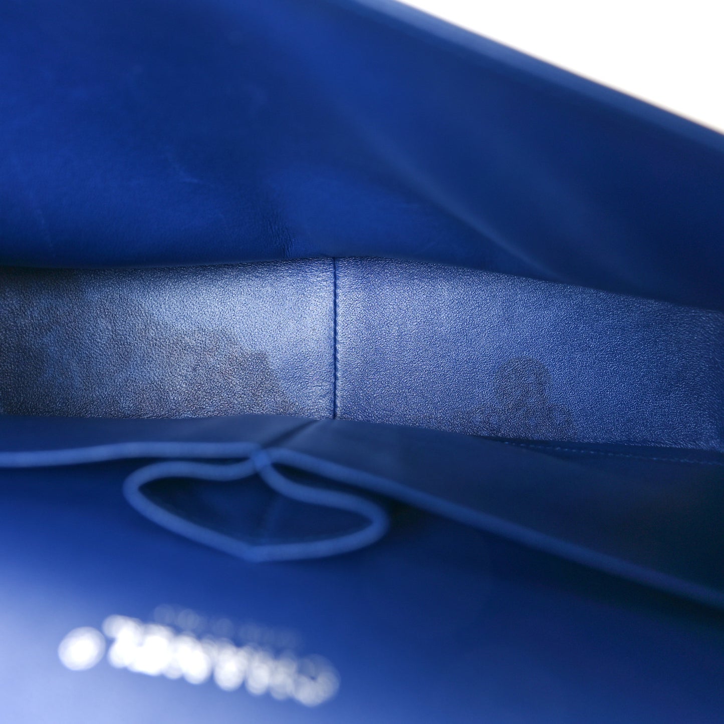 Patent Calfskin Quilted Jumbo Double Flap Blue