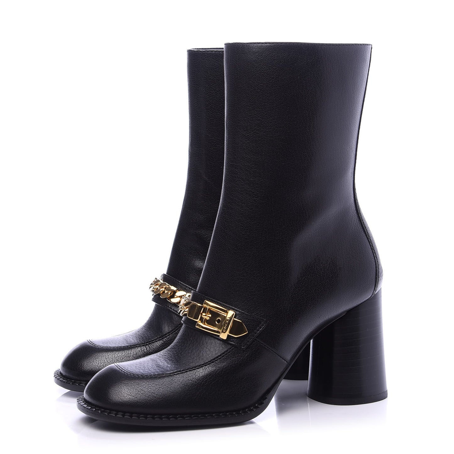 Goatskin Austin Calfskin Sylvie Chain Ankle Boots 38 Black