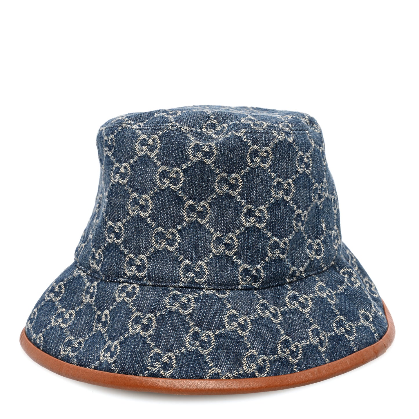 Washed Jacquard Denim Nappa GG Monogram Oscar Bucket Hat S Denim Cuir
