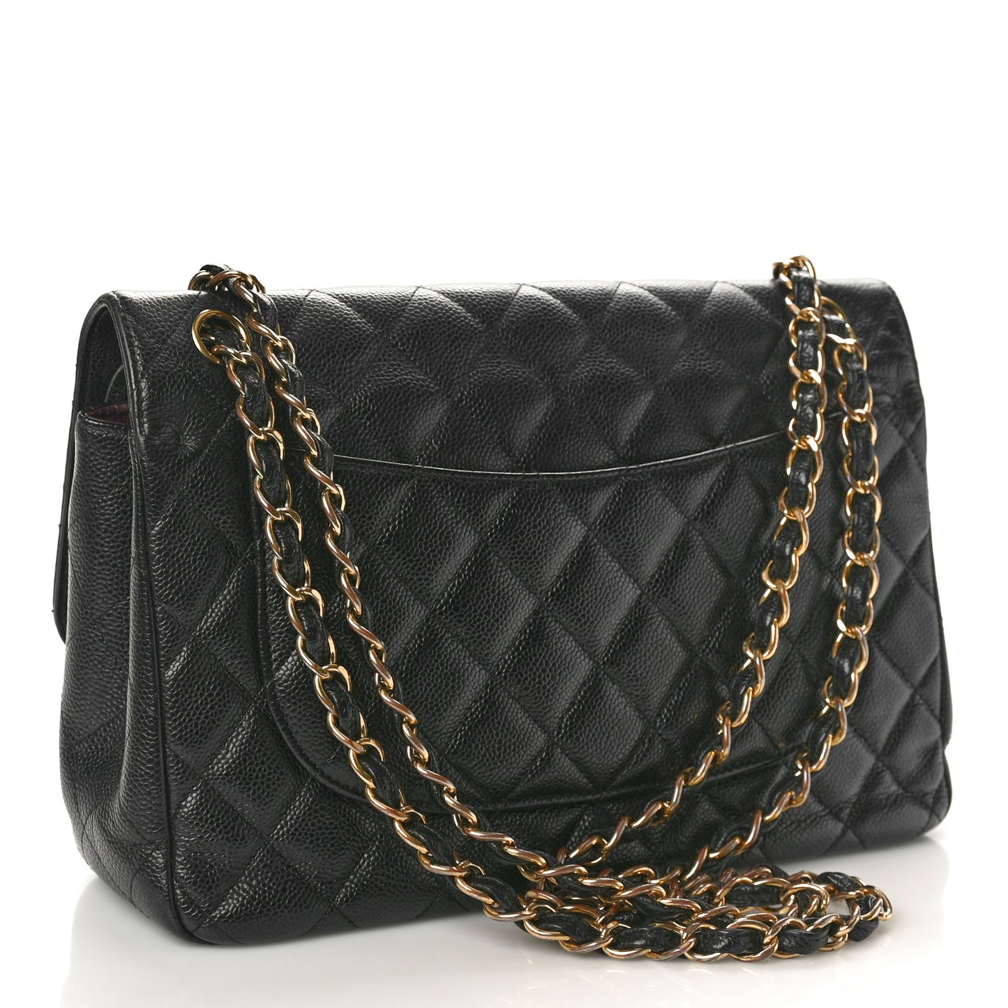 Caviar Quilted Jumbo Double Flap Black