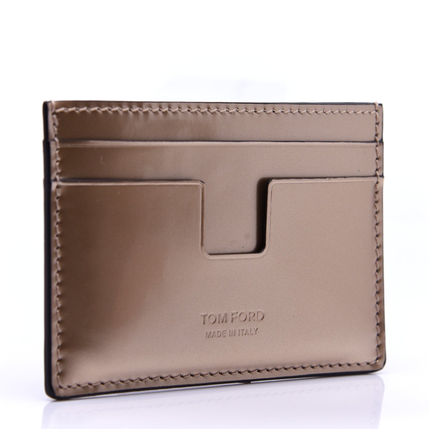 Metallic Calfskin Card Holder Gold