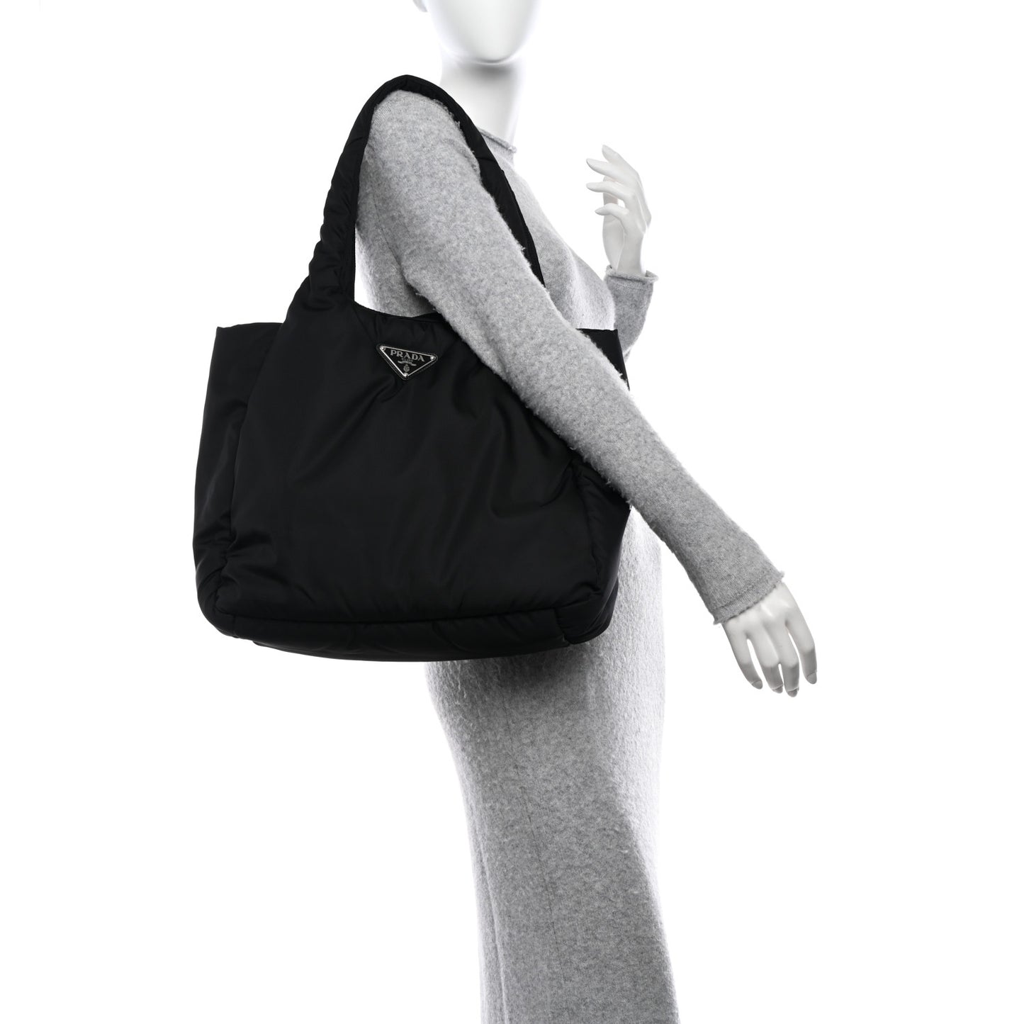 Re-Nylon Padded Large Tote Black