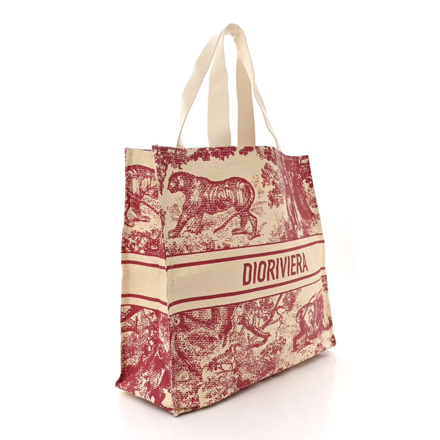 CHRISTIAN DIOR Straw Dioriviera Tote Red