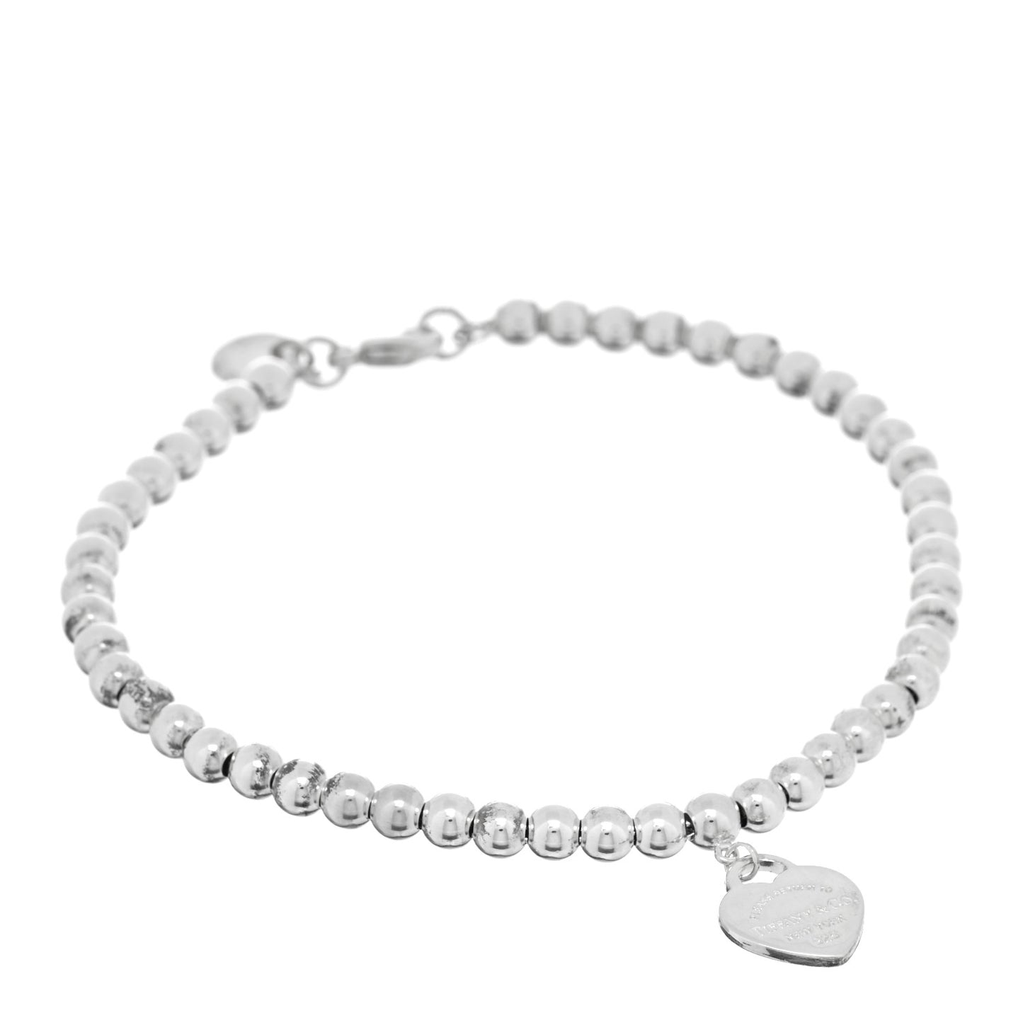 Sterling Silver 4mm Return To Tiffany Heart Tag Bead Bracelet