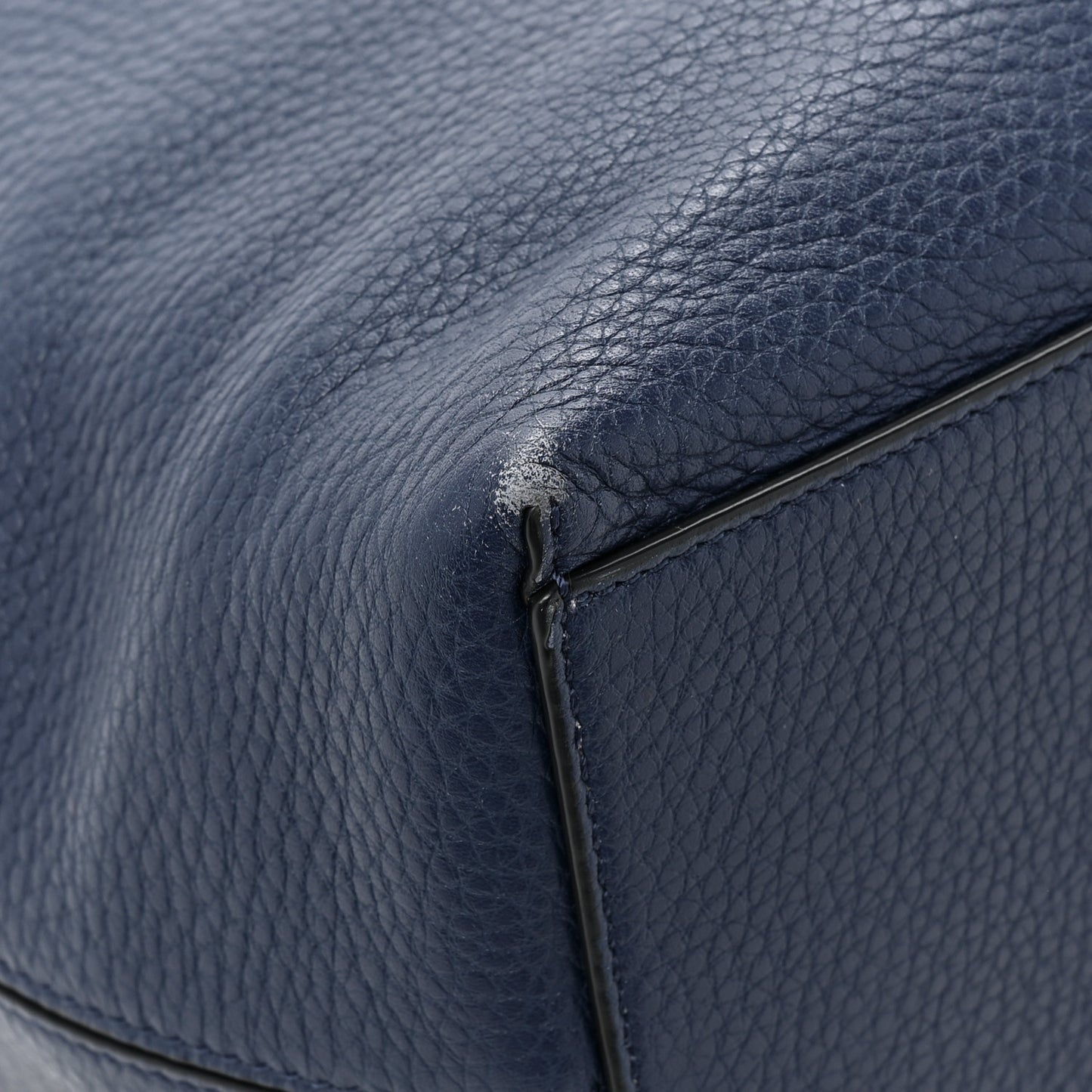 Grained Calfskin Rockstud Shoulder Tote Marine