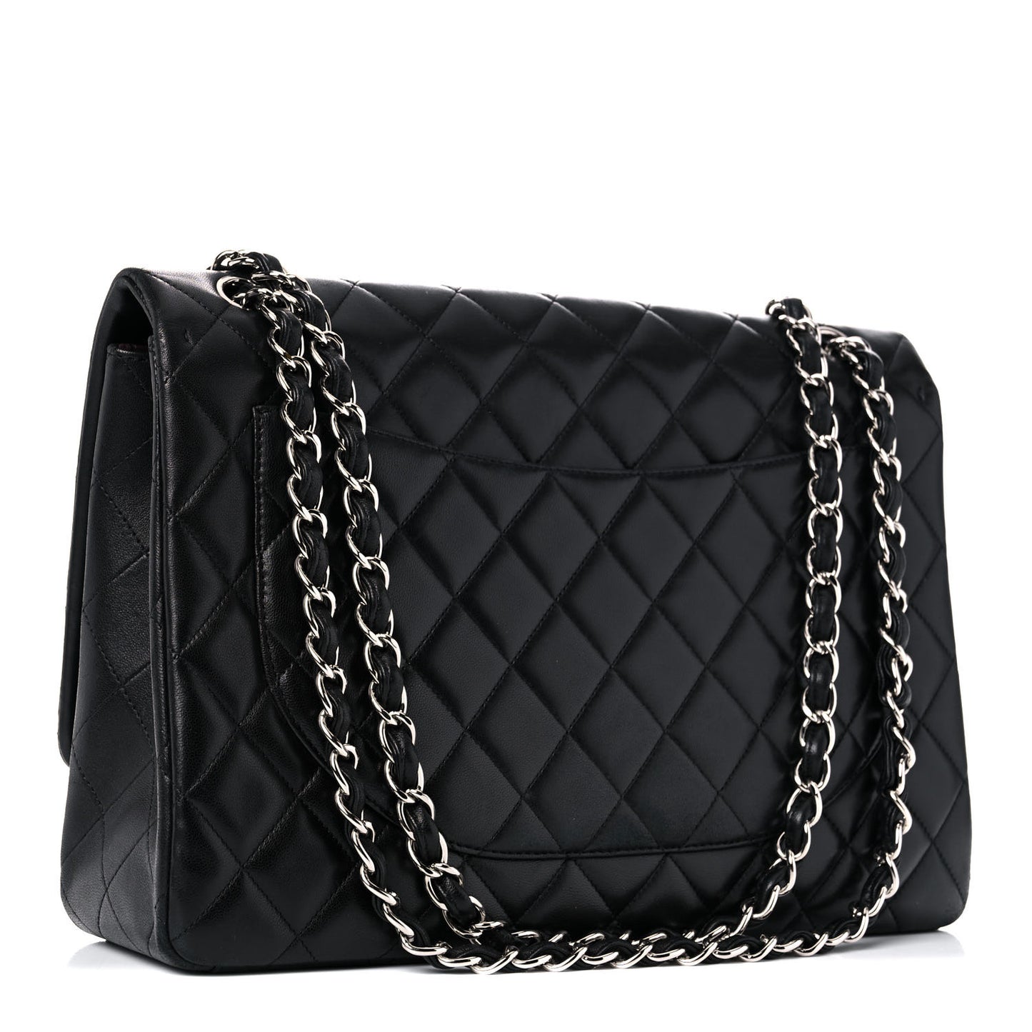 Lambskin Quilted Maxi Double Flap Black