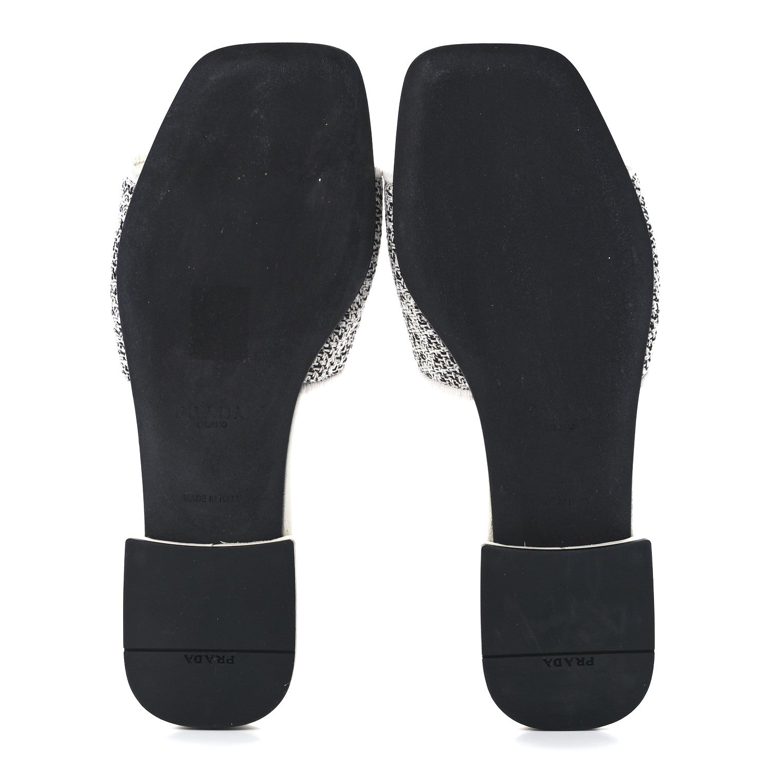 Prada Jacquard Logo Embroidered 10mm Slide Sandals 36 Black Talco 5 of 8