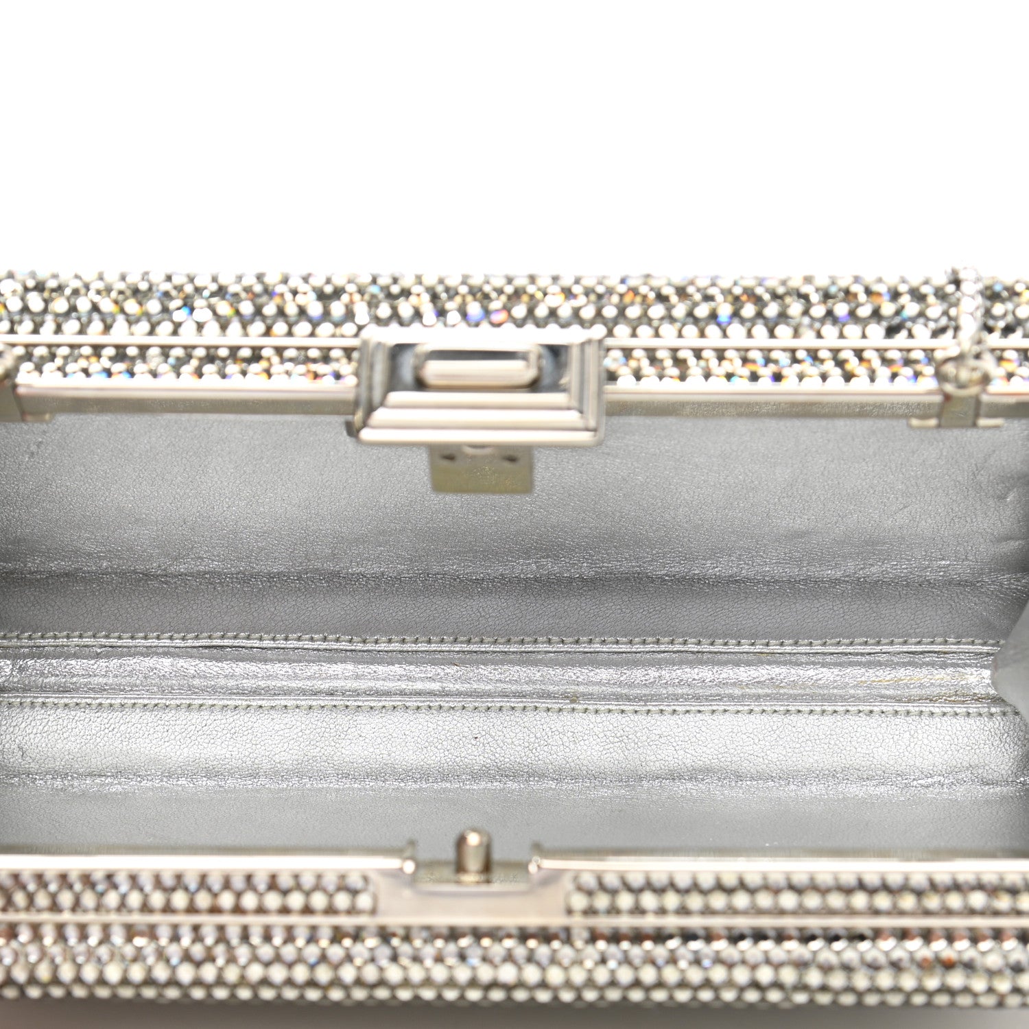 Judith Leiber Swarovski Crystal Minaudiere Clutch Silver 4 of 7