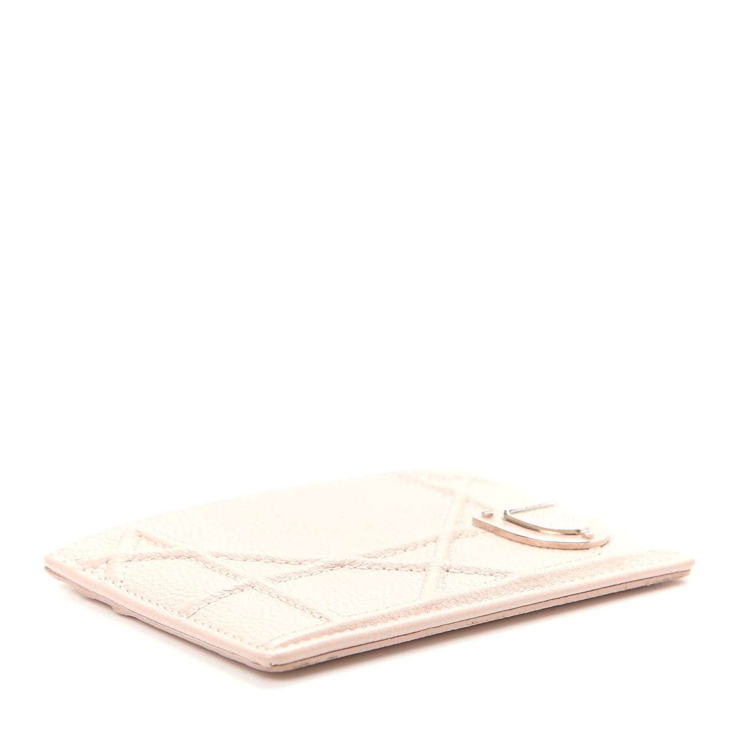 Grained Calfskin Cannage Diorama Card Holder Rose Poudre