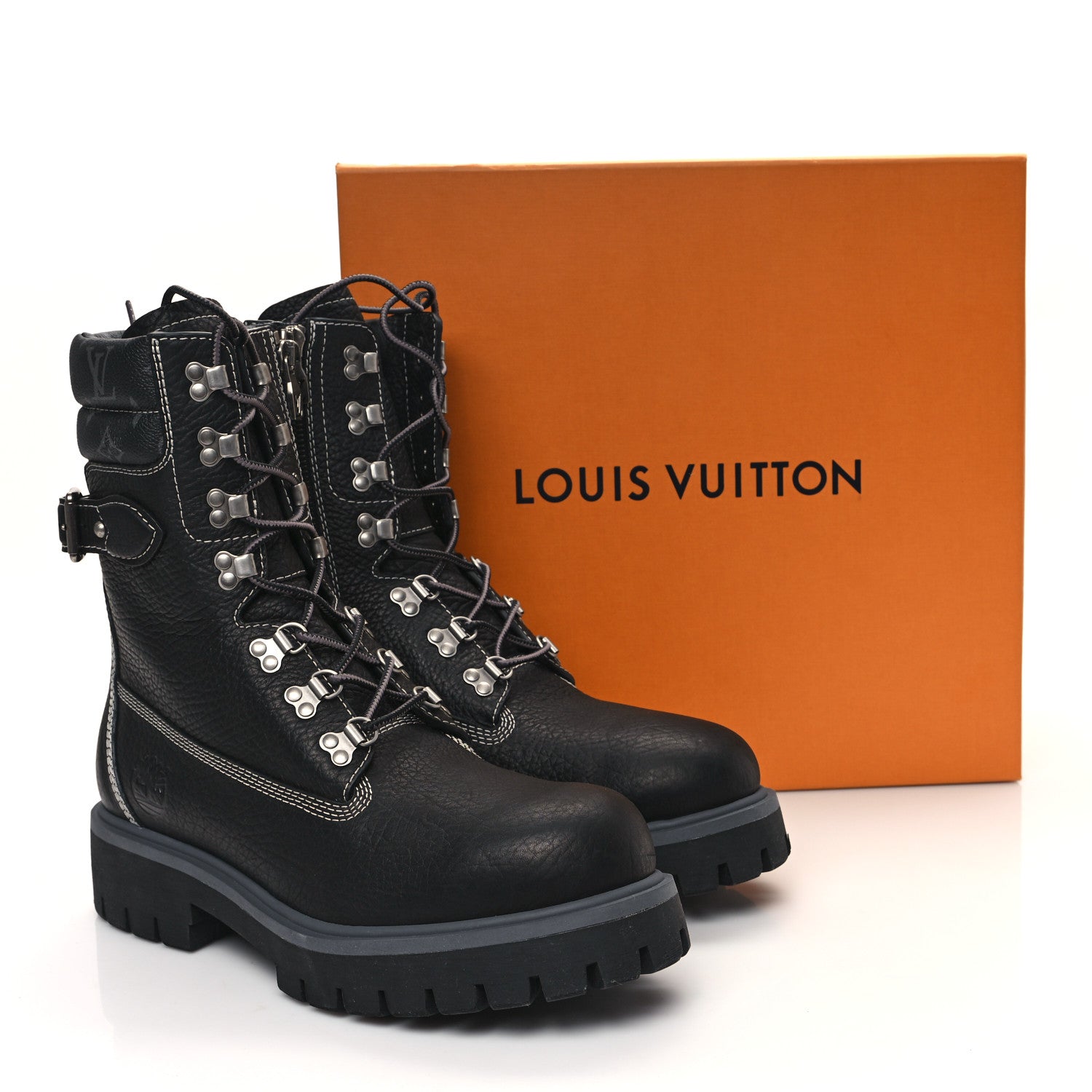 Louis Vuitton X Timberland Grained Calfskin Monogram Mens Ranger Boots 12 10 of 10