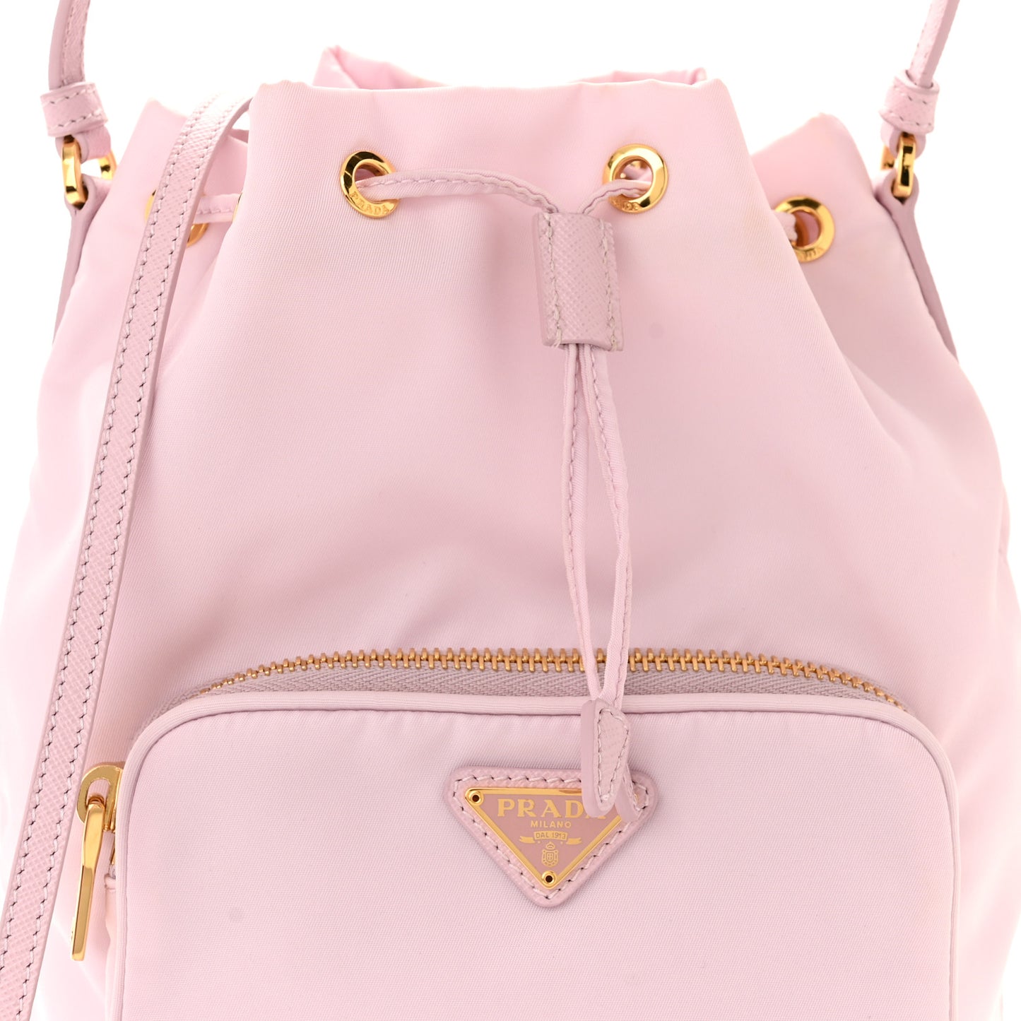 Re-Nylon Saffiano Duet Bucket Crossbody Bag Alabastro