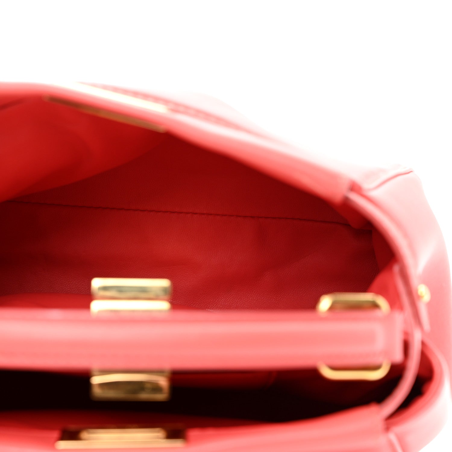 Fendi Nappa Stacked Bar Mini Peekaboo Iconic Satchel Lampone 5 of 11