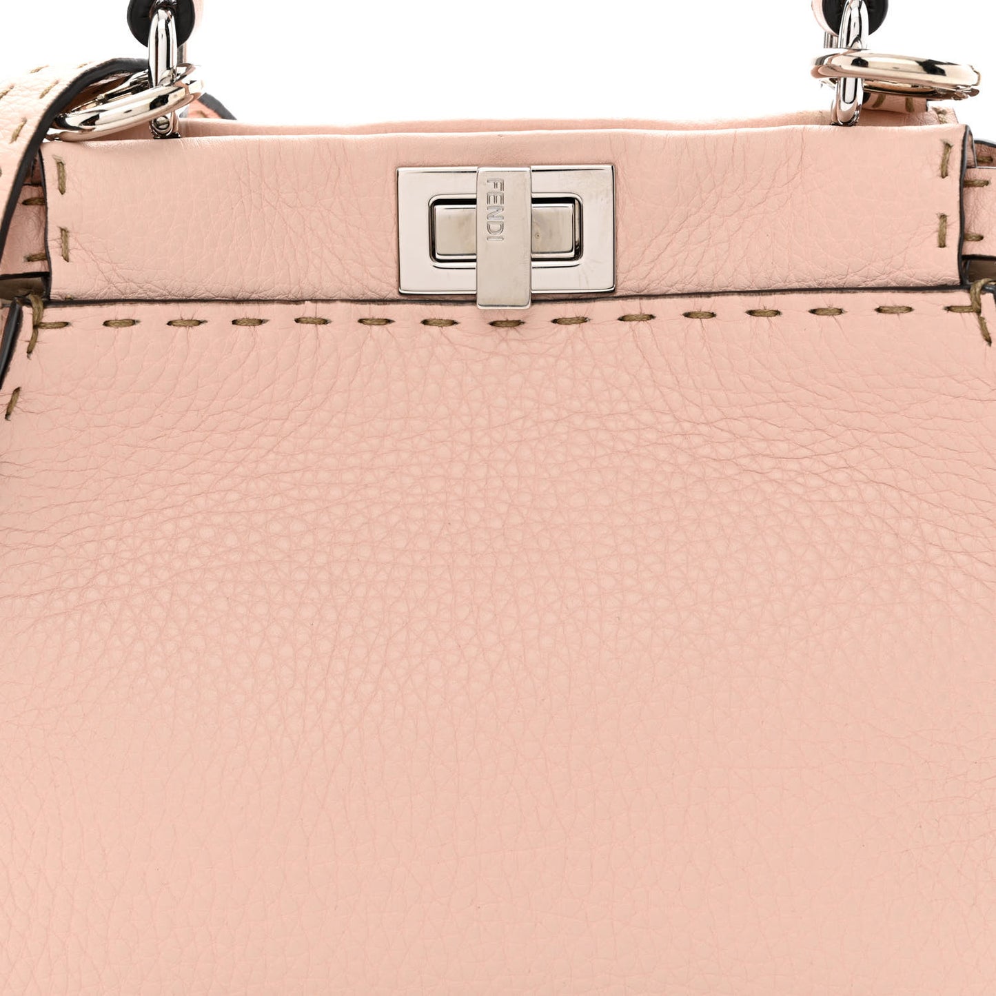 Cuoio Romano Selleria Bi-Color Mini Peekaboo Iconic Satchel Cipria Latte