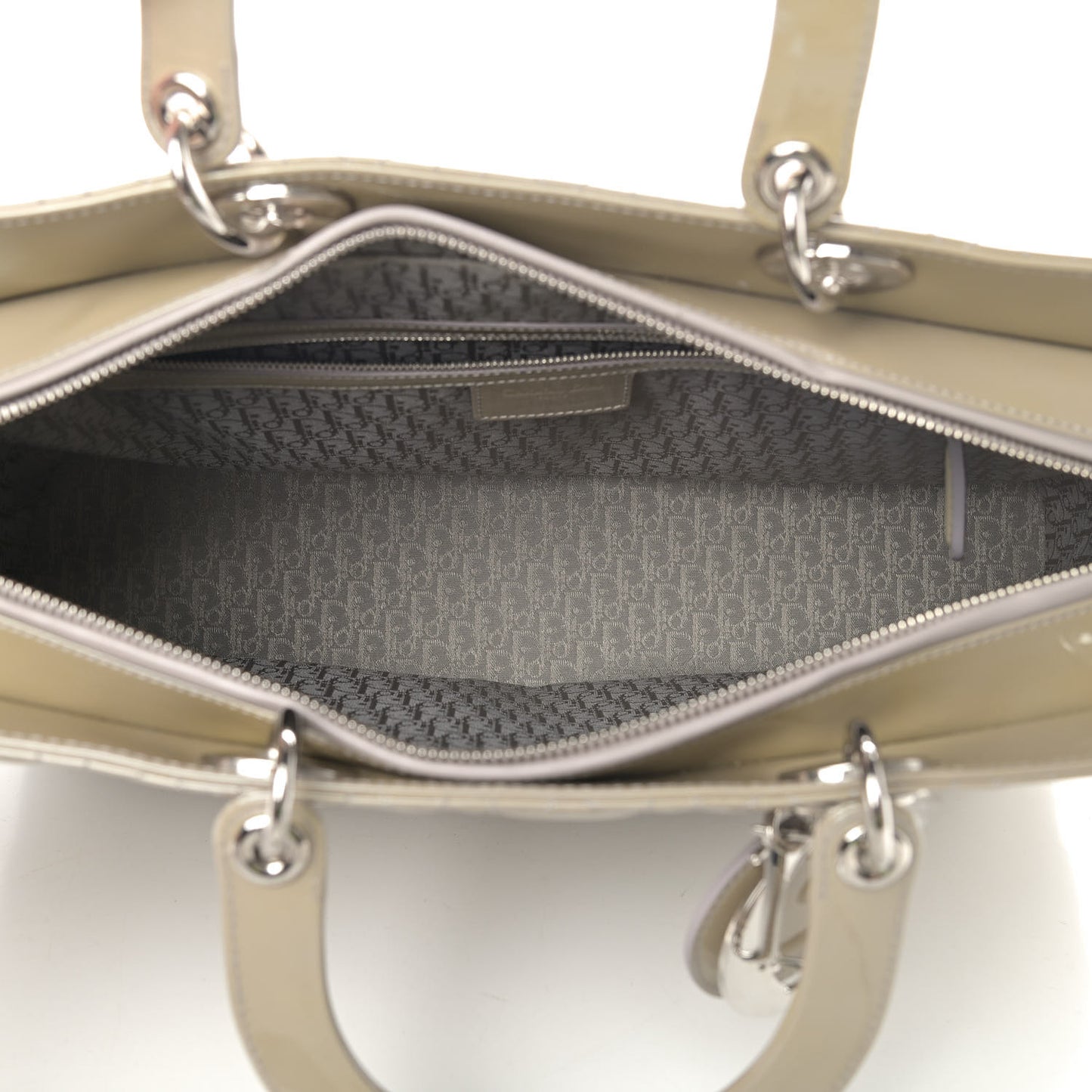 Patent Cannage Extra Large Lady Dior Beige