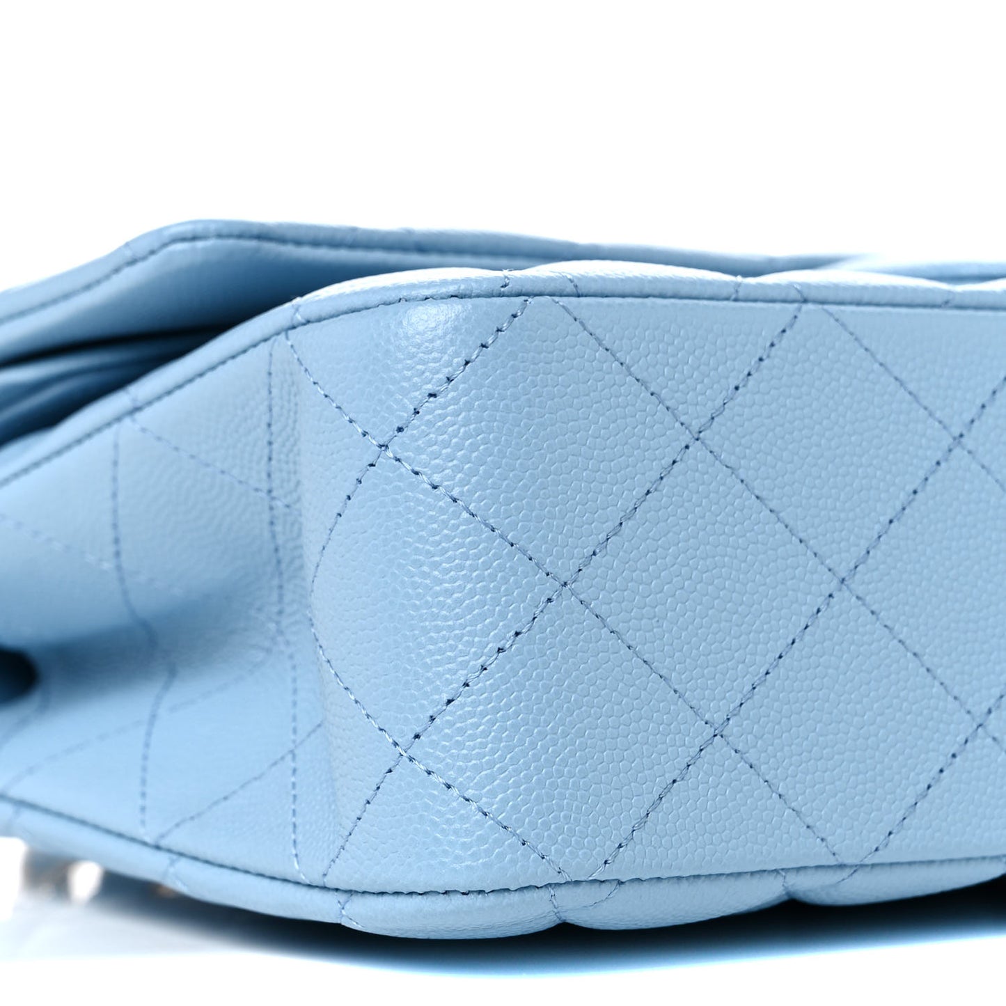 Caviar Quilted Medium Double Flap Light Blue