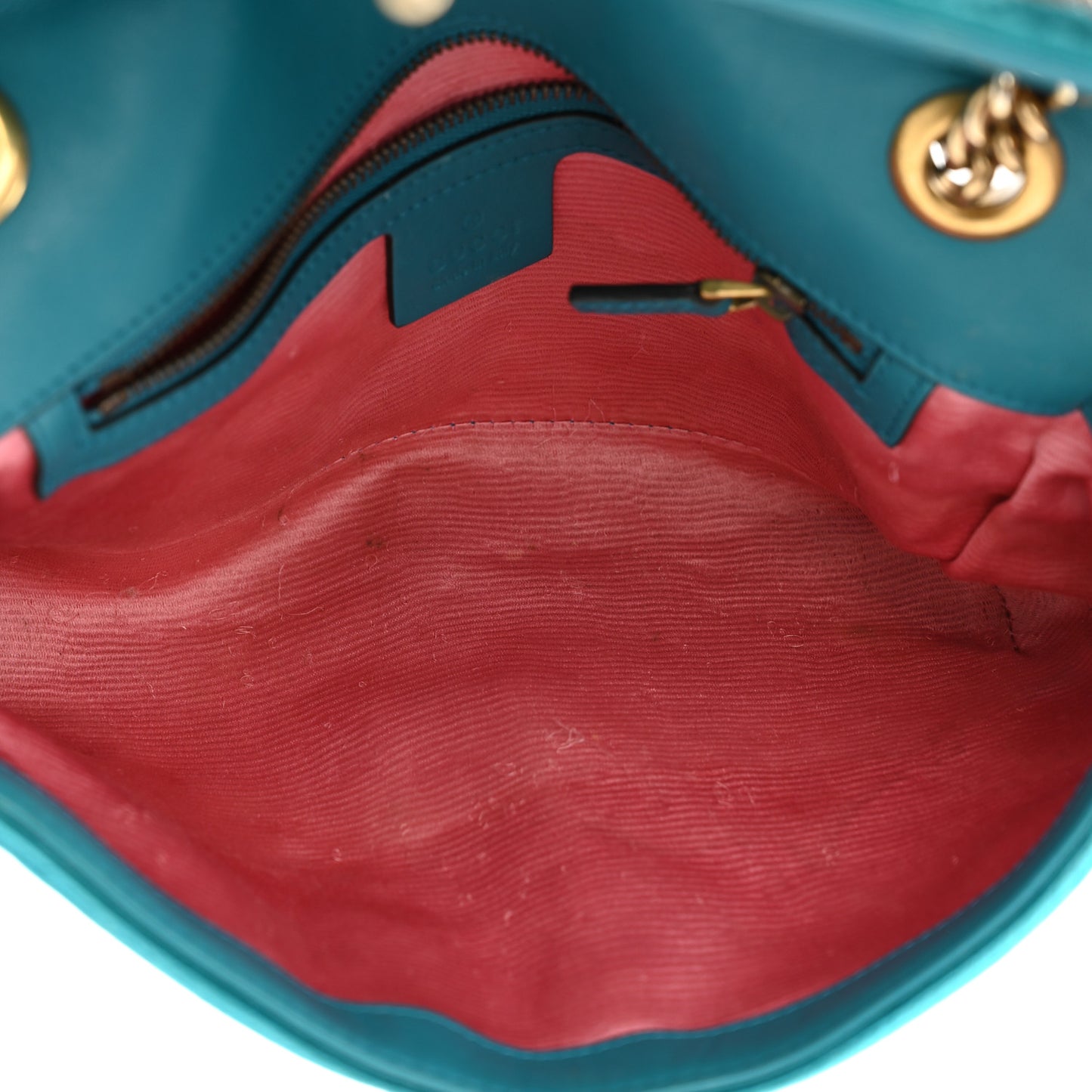 Velvet Matelasse Embroidered Small GG Marmont Shoulder Bag Pavone Cyan