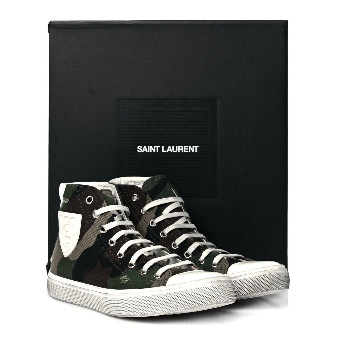 Distressed Canvas Camouflage Print Bedford Hightop Sneakers 36