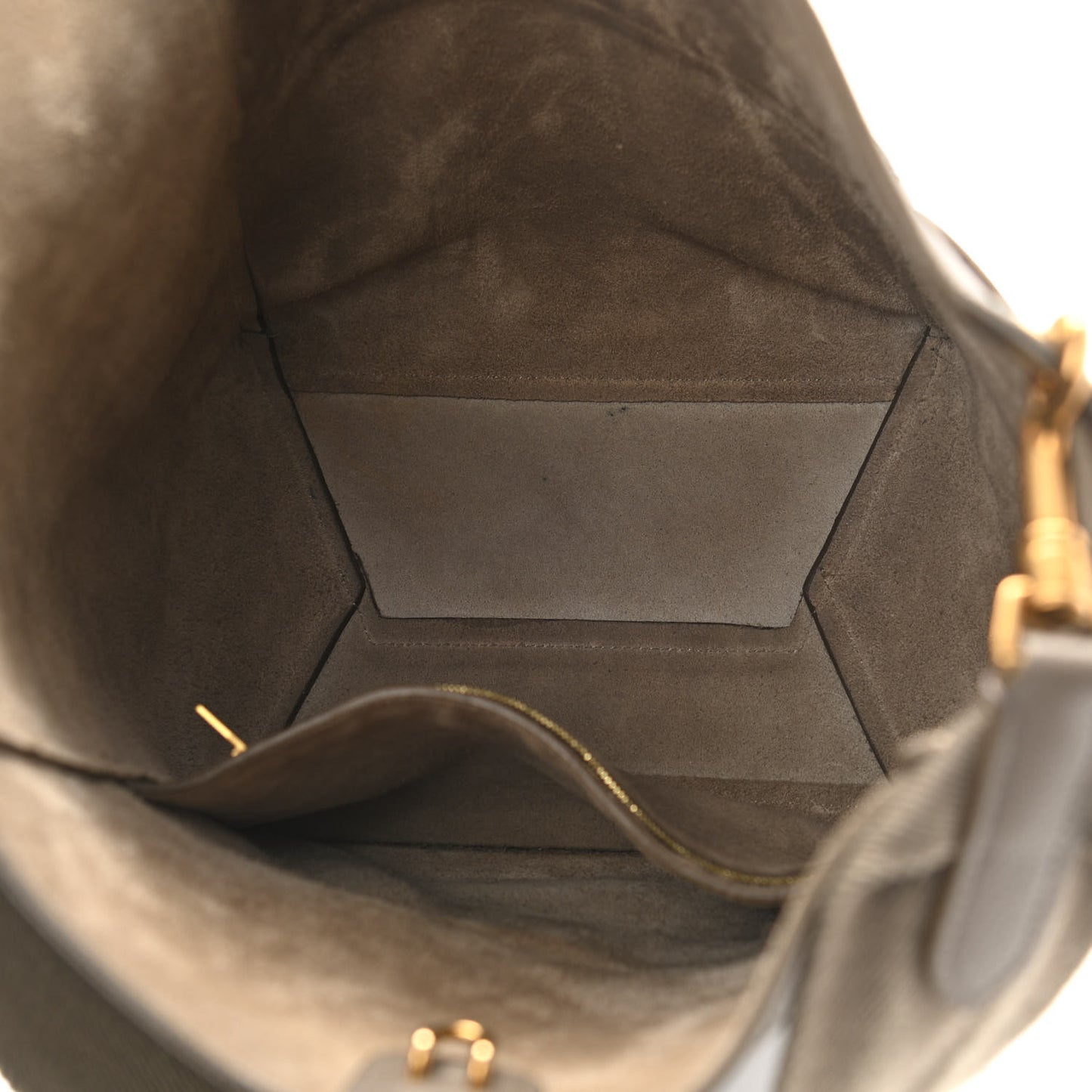 Soft Grained Calfskin Sangle Bucket Bag Taupe