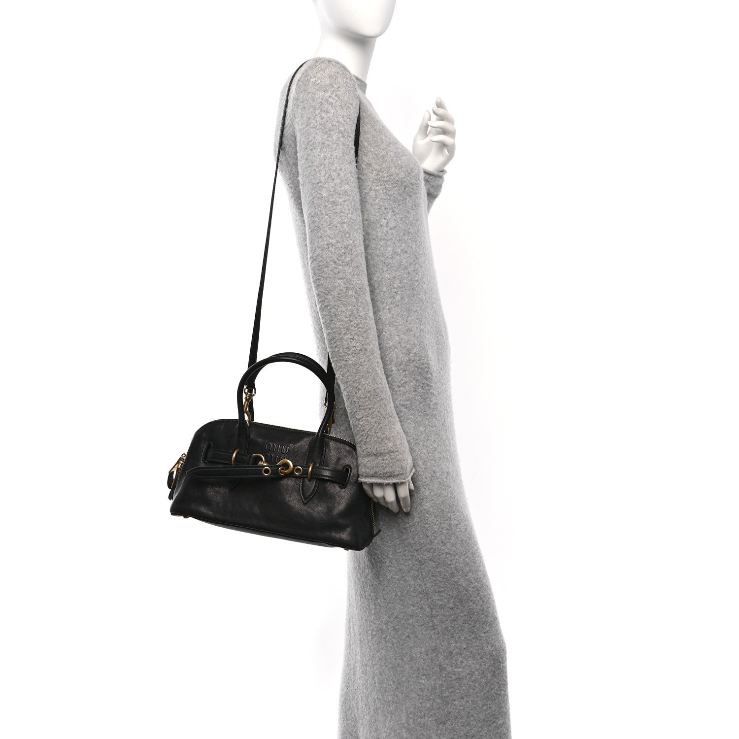 Miu Miu Nappa Aviator Regular Aventure Bag Black 2 of 9