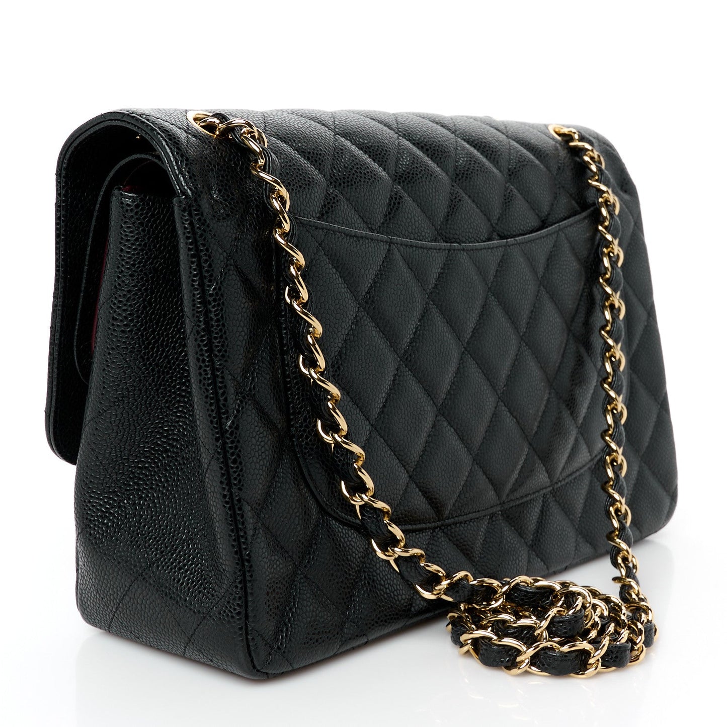 Caviar Quilted Jumbo Double Flap Black