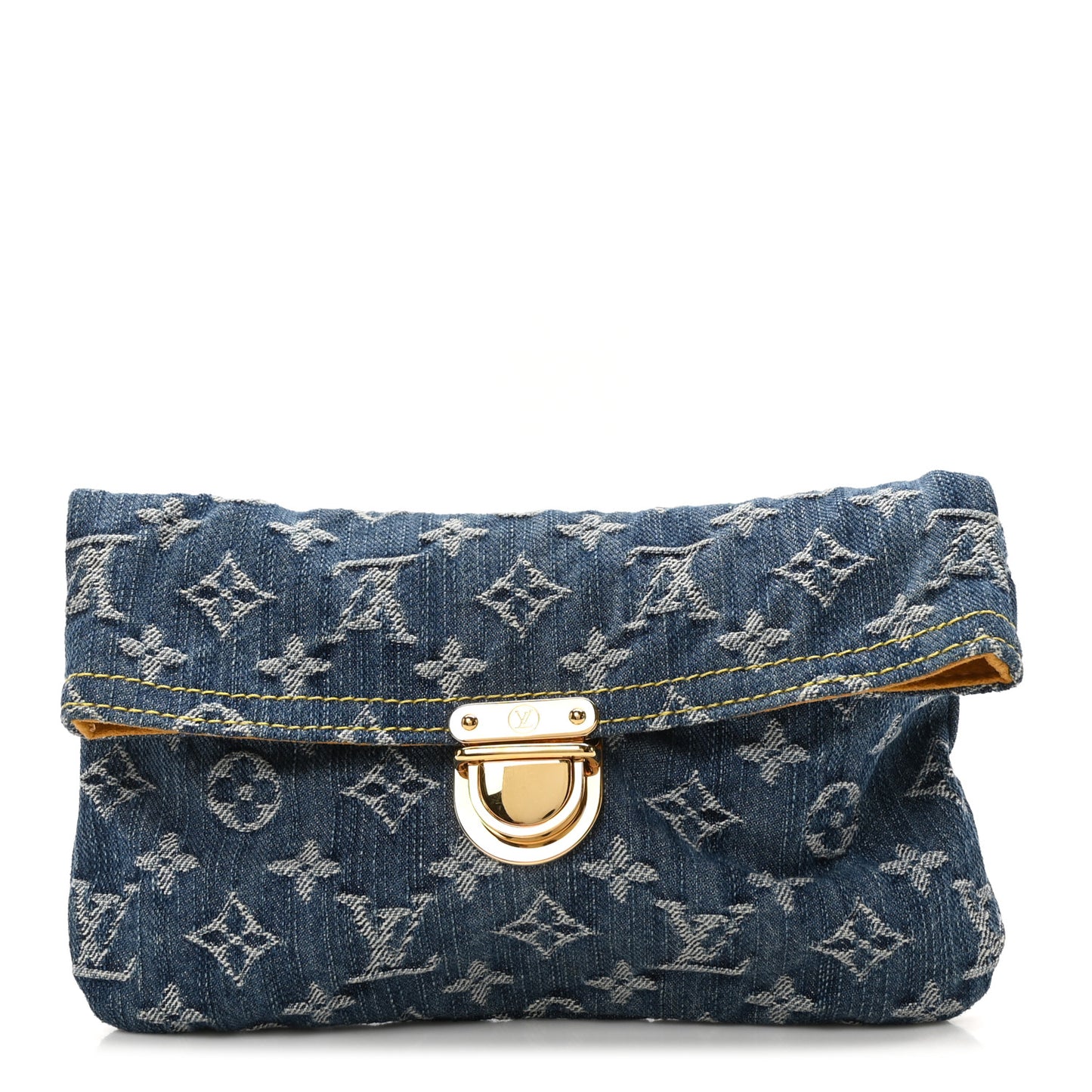 Monogram Denim Pochette Plat Clutch Blue