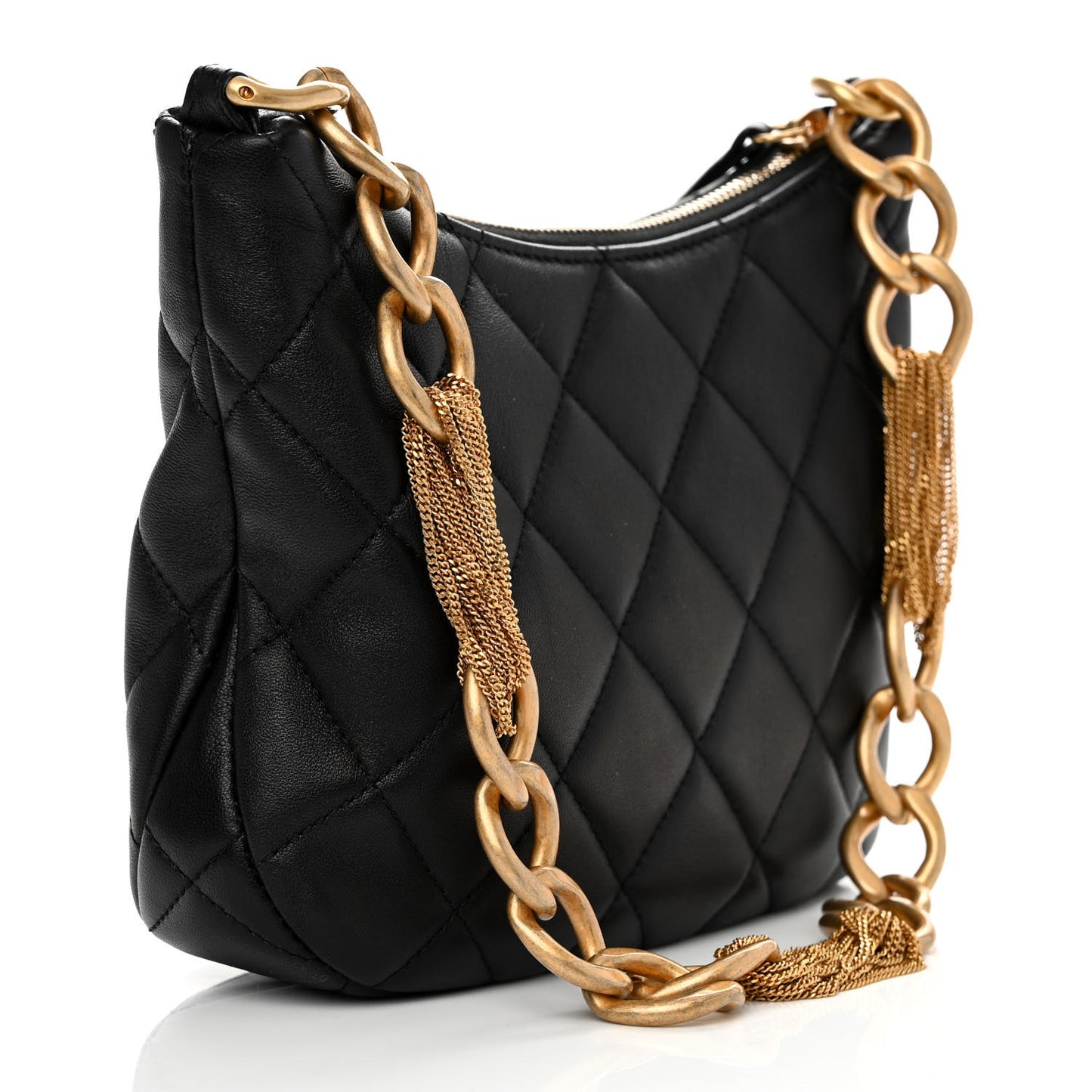 Lambskin Quilted CC Chain Hobo Black