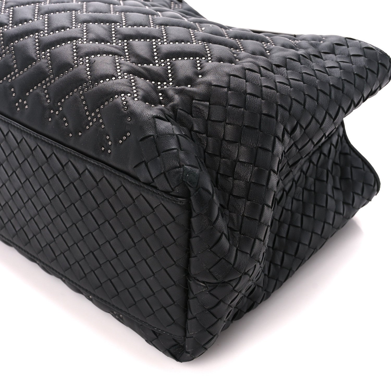 Bottega Veneta Nappa Intrecciato Pied-De-Poule Microstuds Tote Black 11 of 13