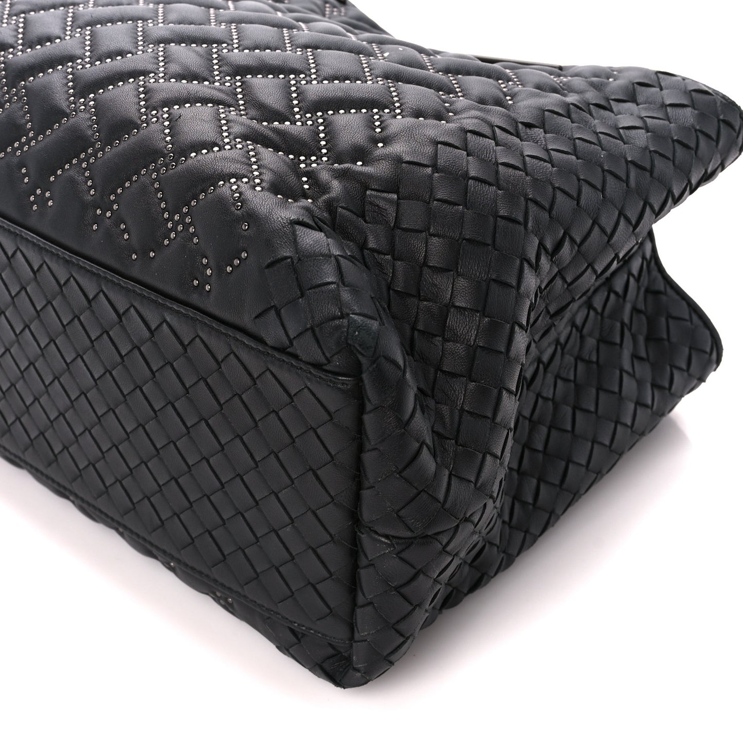 Nappa Intrecciato Pied-De-Poule Microstuds Tote Black