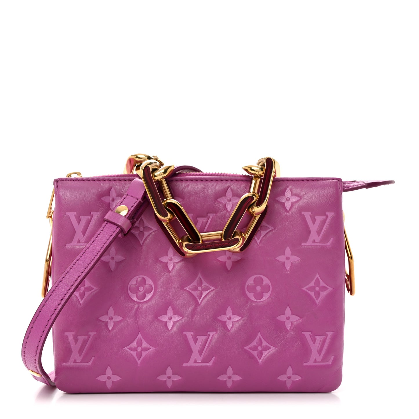 Lambskin Embossed Monogram Coussin BB Orchid