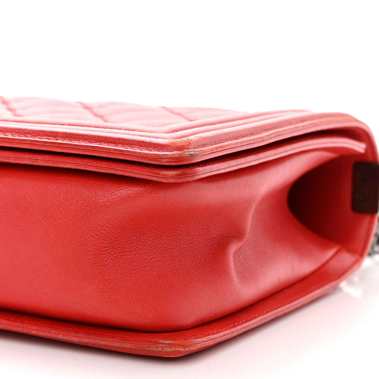 Calfskin Double Stitch New Medium Boy Flap Red