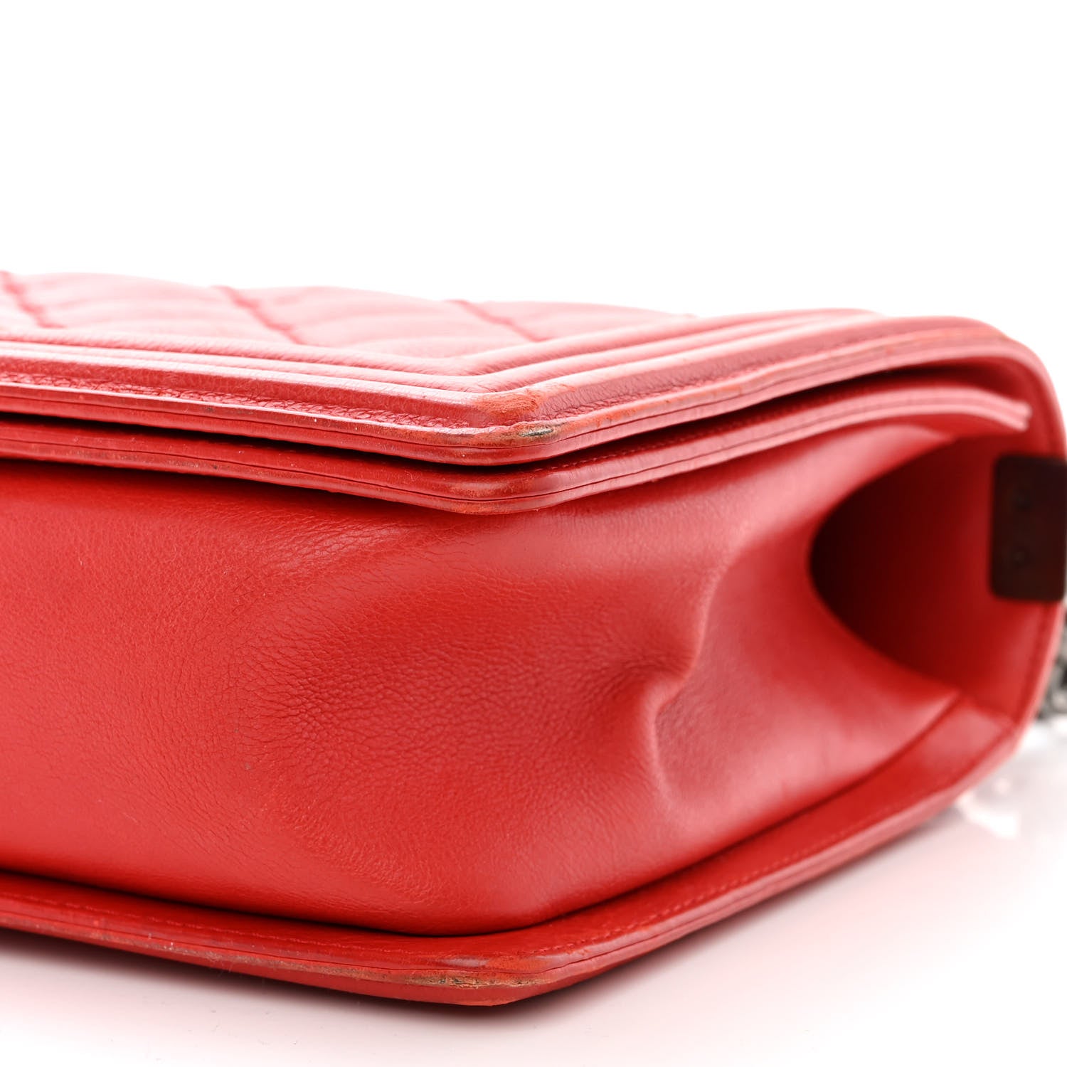 Chanel Calfskin Double Stitch New Medium Boy Flap Red 12 of 13